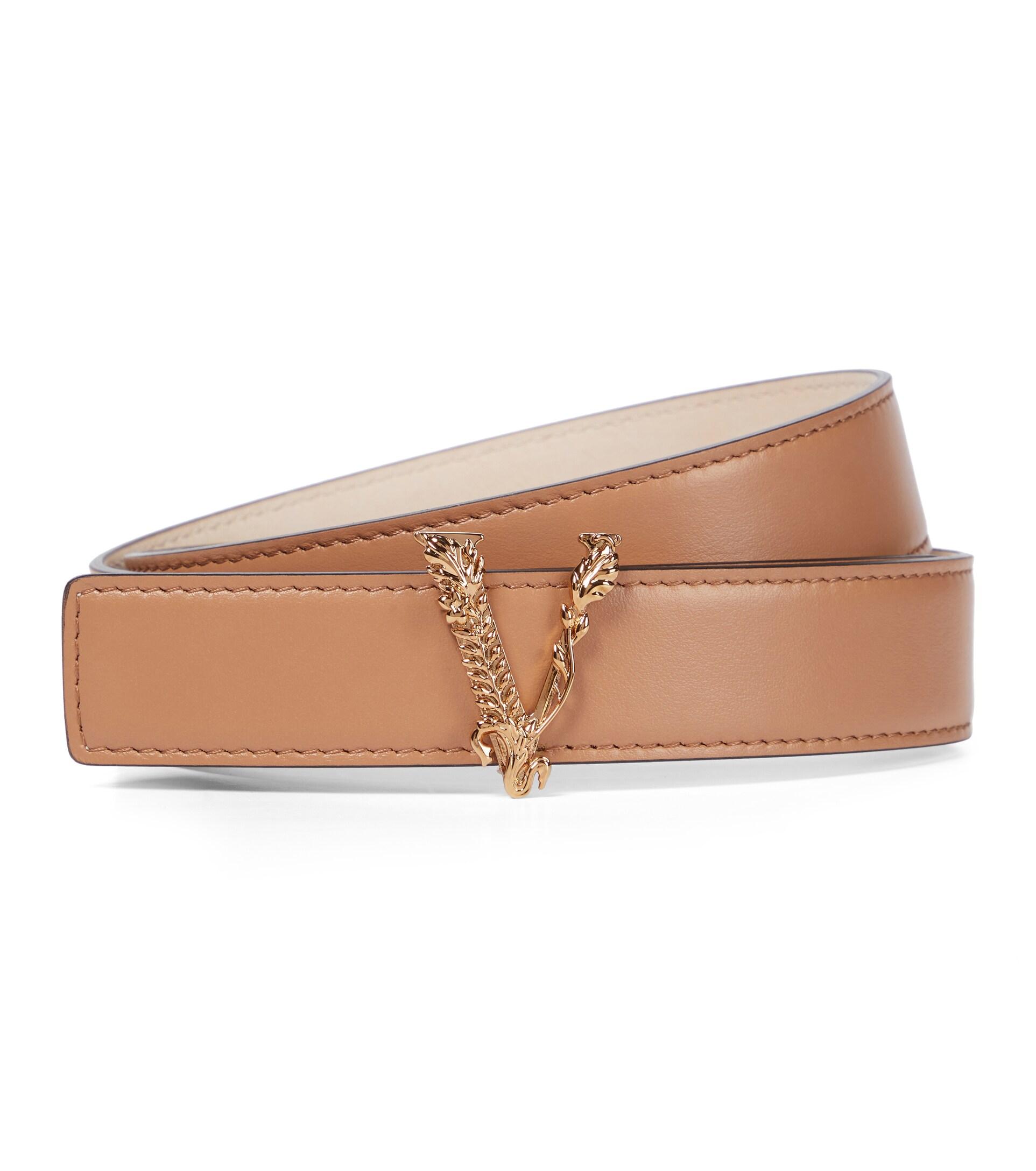 Versace Virtus Leather Belt in Natural | Lyst