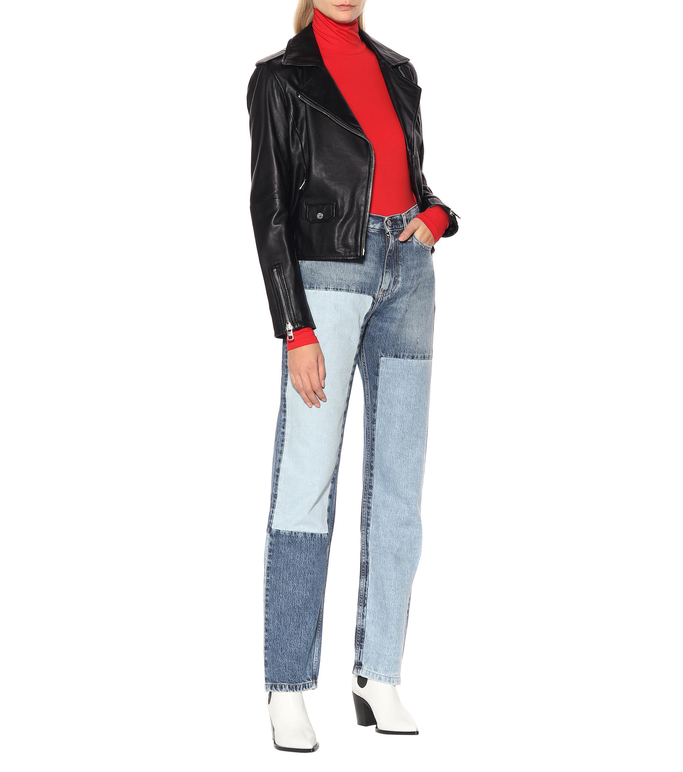 ckj 030 high rise straight patched jeans
