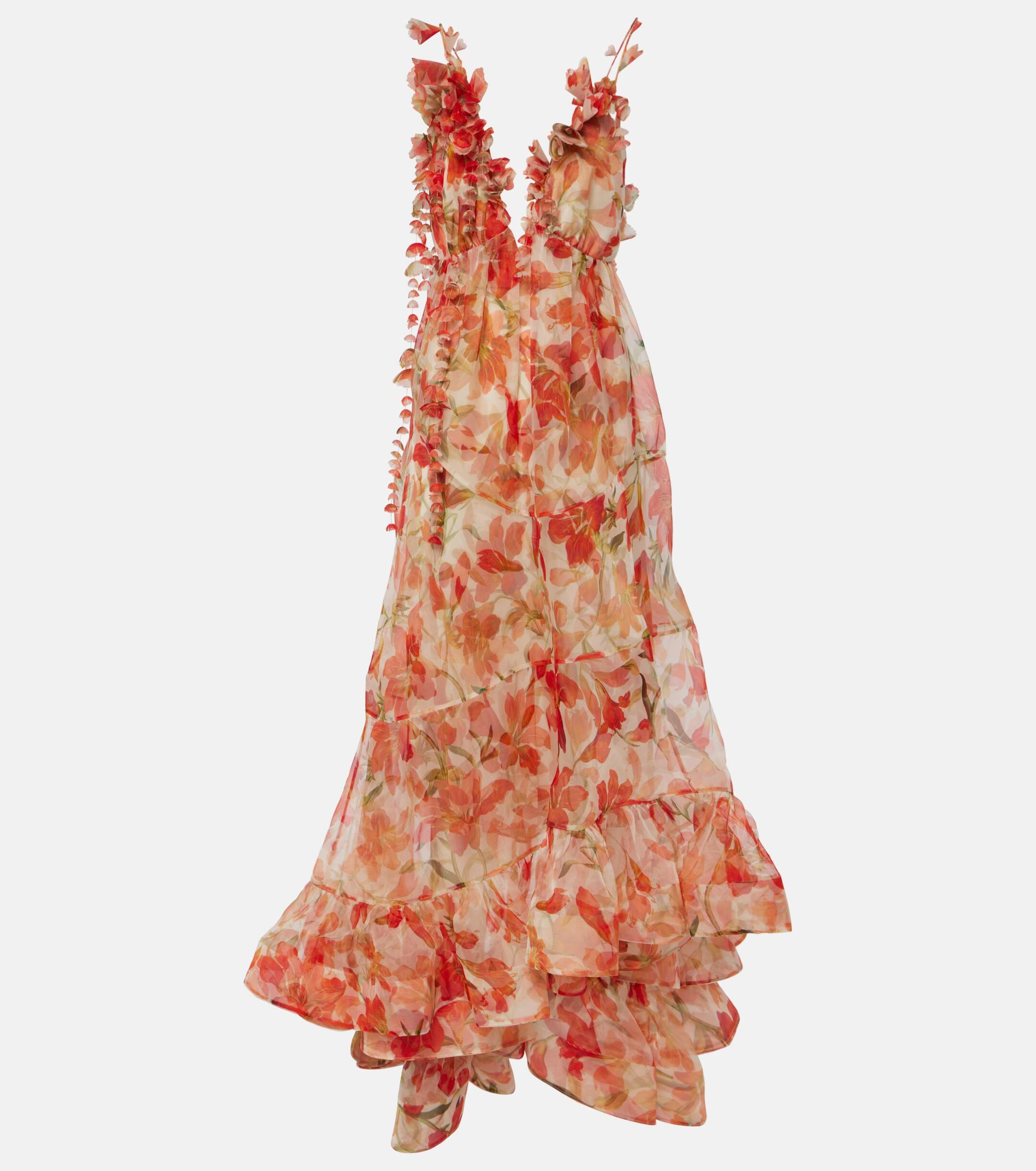 Zimmermann Tranquillity Floral Silk Organza Gown in Orange Lyst UK