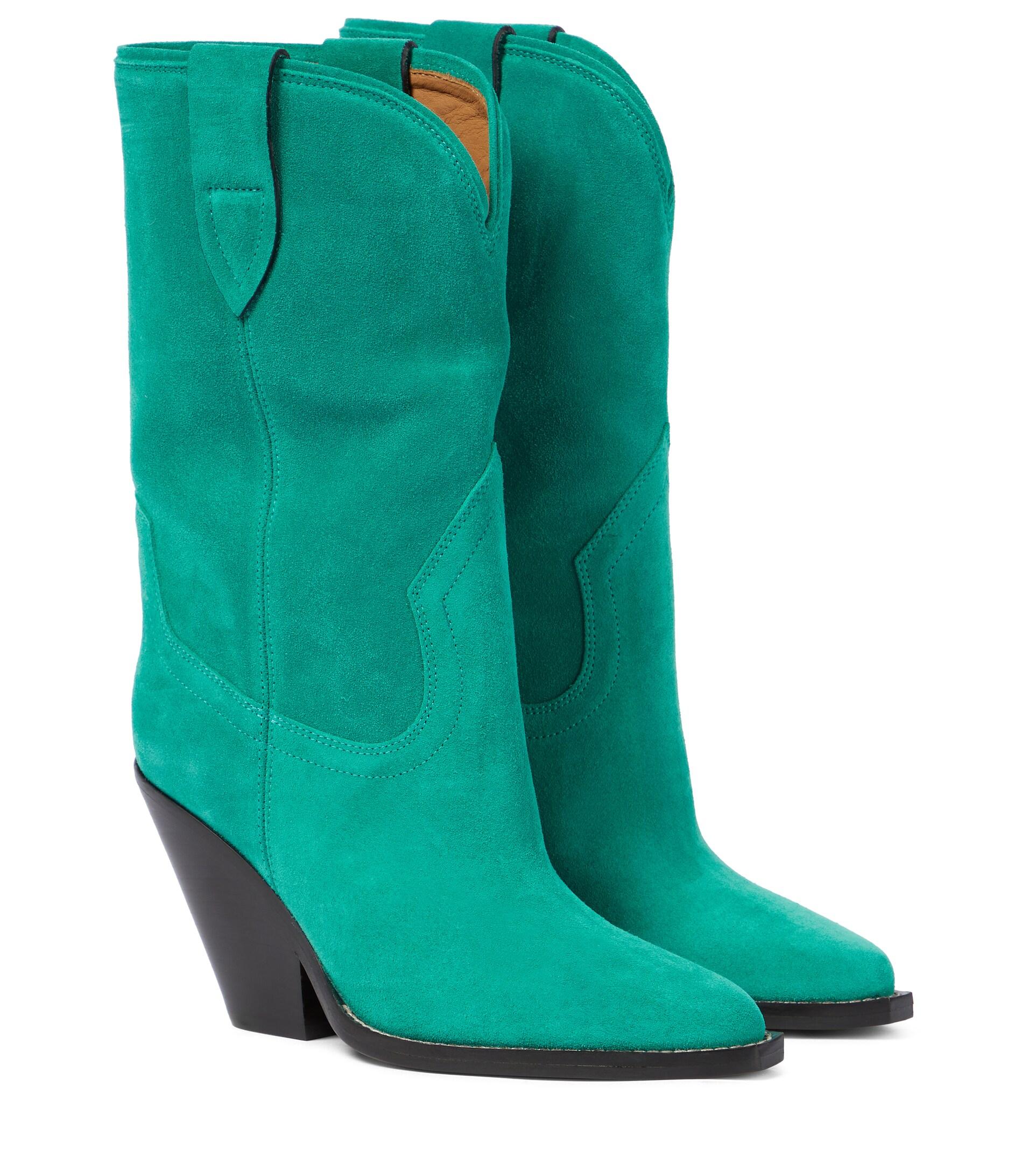 Isabel Marant Laxime Suede Cowboy Boots in Green | Lyst