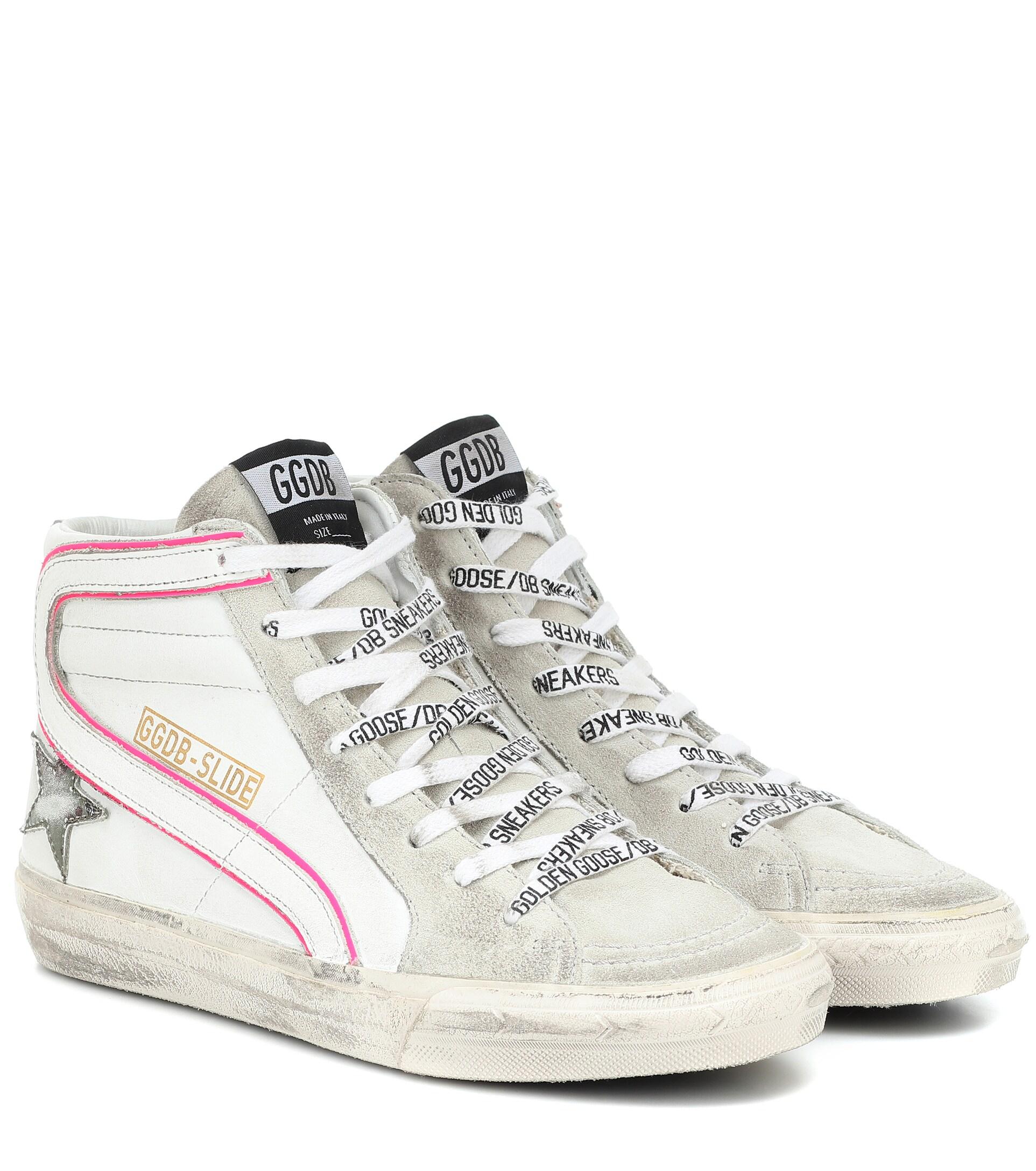 Golden Goose Slide High Top Sneakers in White | Lyst