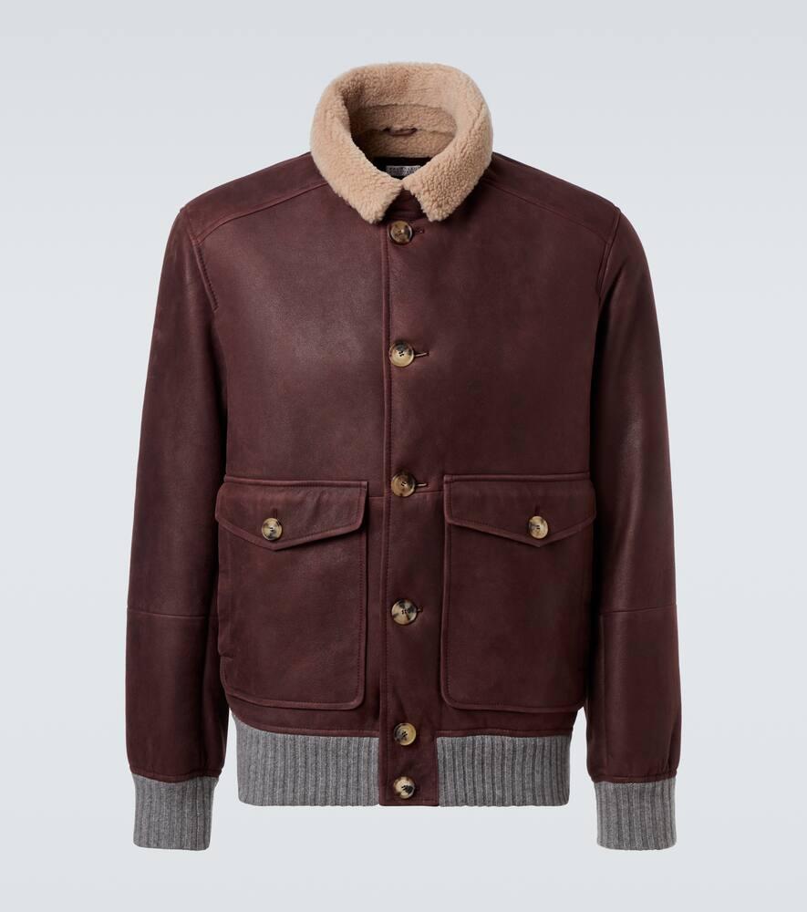 レザージャケット・コート BRUNELLO CUCINELLI RED LEATHER JACKET Brunello Cucinelli Smooth Glove Leather Biker Jacket With