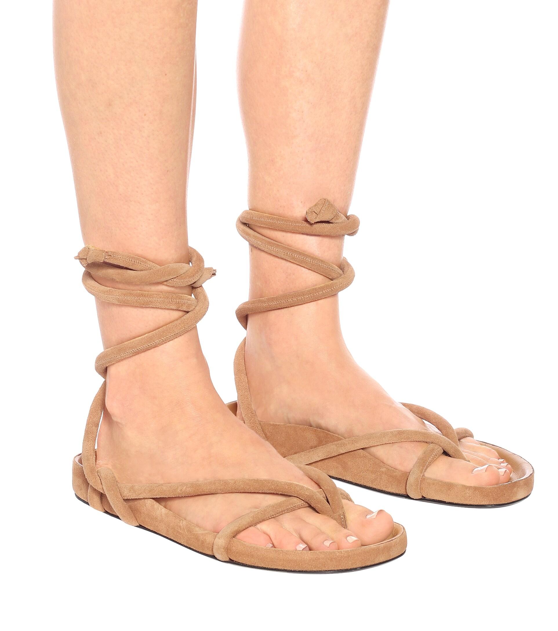 Isabel Marant Lastro Suede Sandals in Natural (Brown) | Lyst