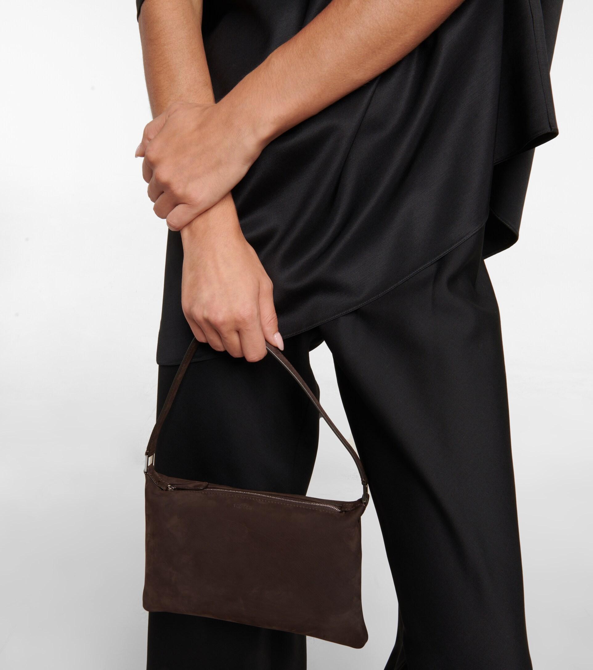 The Row Morgan Small Suede Shoulder Bag in Black | Lyst