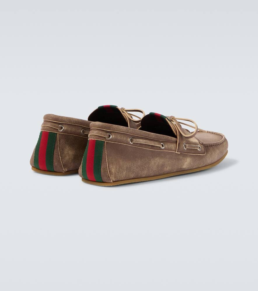 Gucci Brown Suede Loafers with Red and Green Stripes Gucci | Shoes | Gucci Brown And Green Suede Loafers With  main image 2