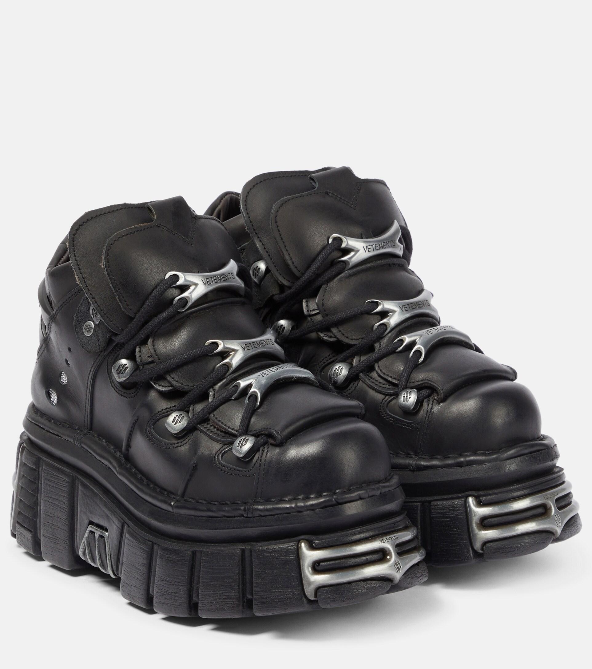Vetements X New Rock Leather Platform Sneakers in Black Lyst