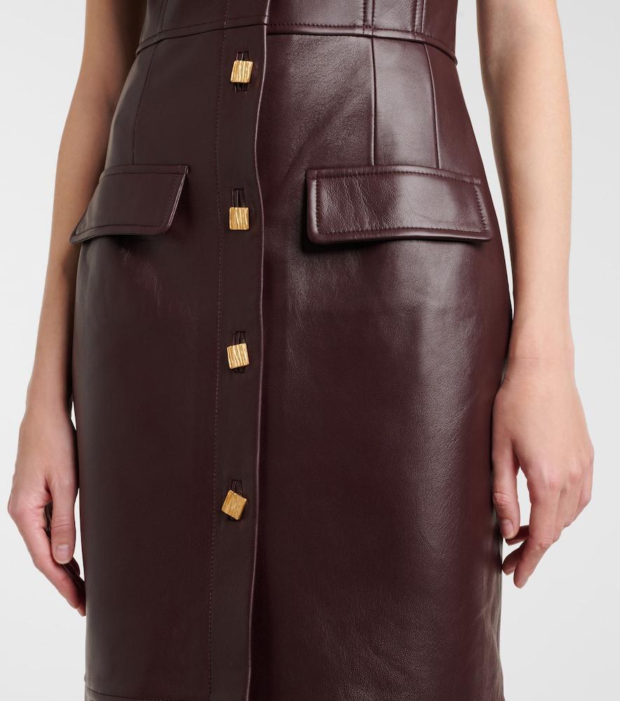 TOVE Etta Leather Midi Dress in Brown | Lyst TOVE Etta Leather Midi Dress in Brown | Lyst