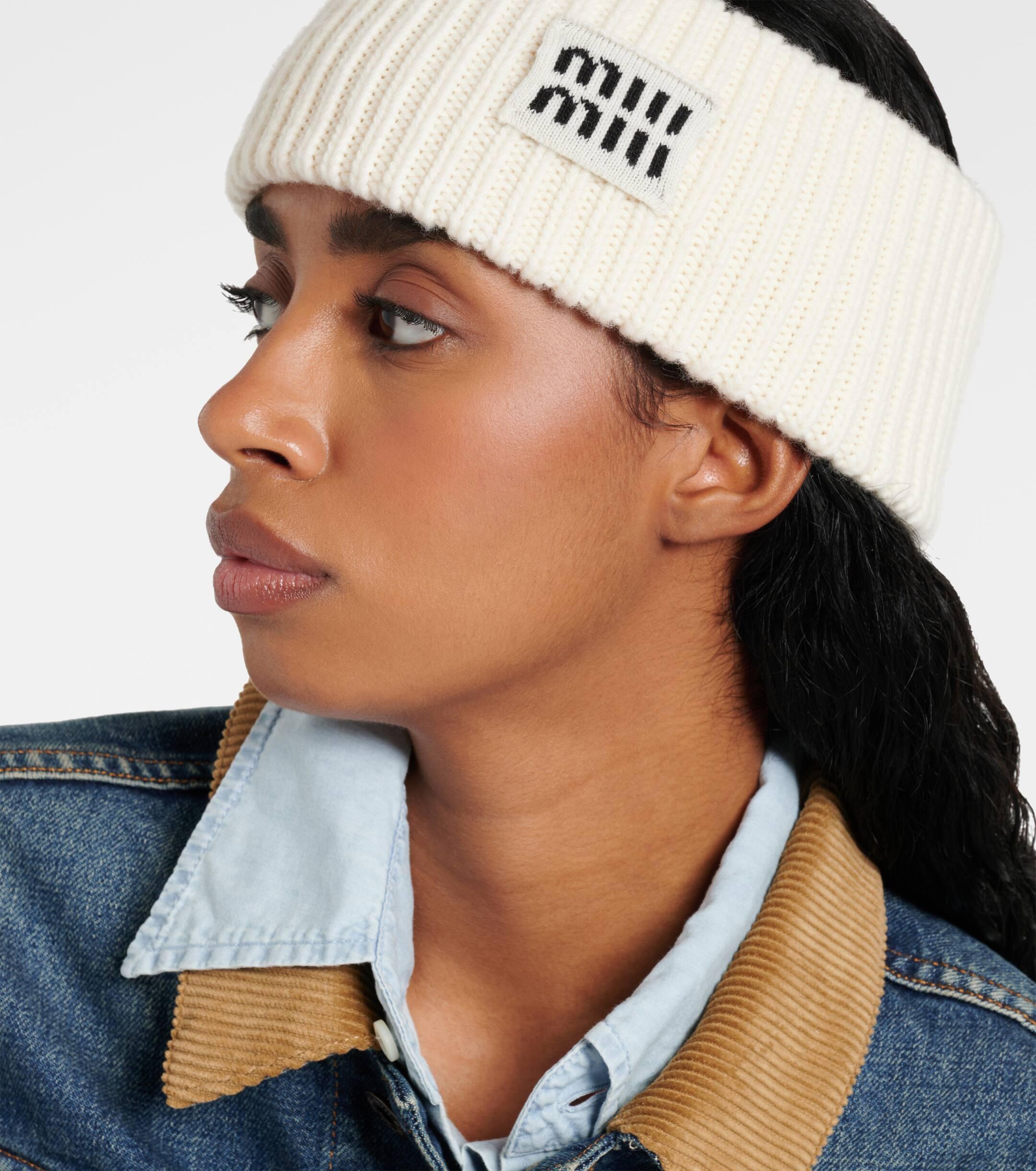 Miu Miu Logo Wool And Cashmere Headband in White | Lyst UK