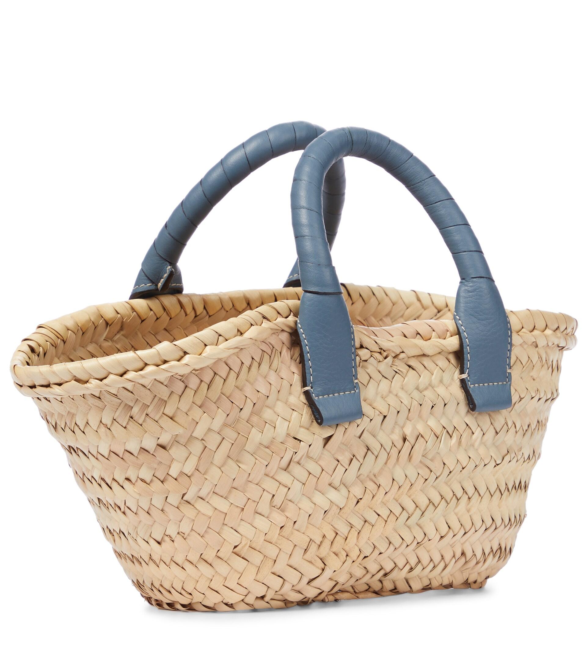 Chloé Marcie Mini Raffia Basket Bag in Blue | Lyst