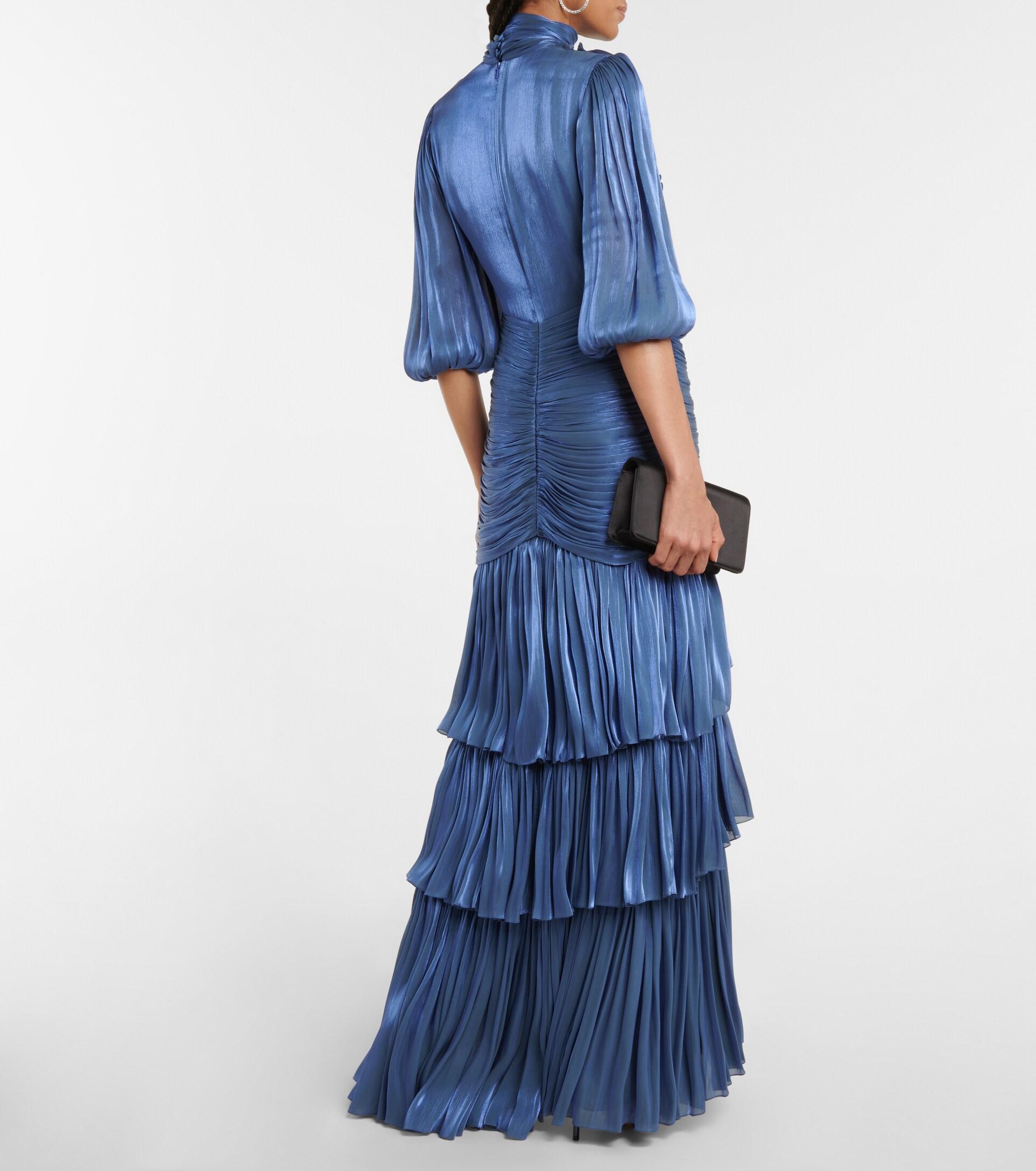 Costarellos halterneck pleated dress - Blue