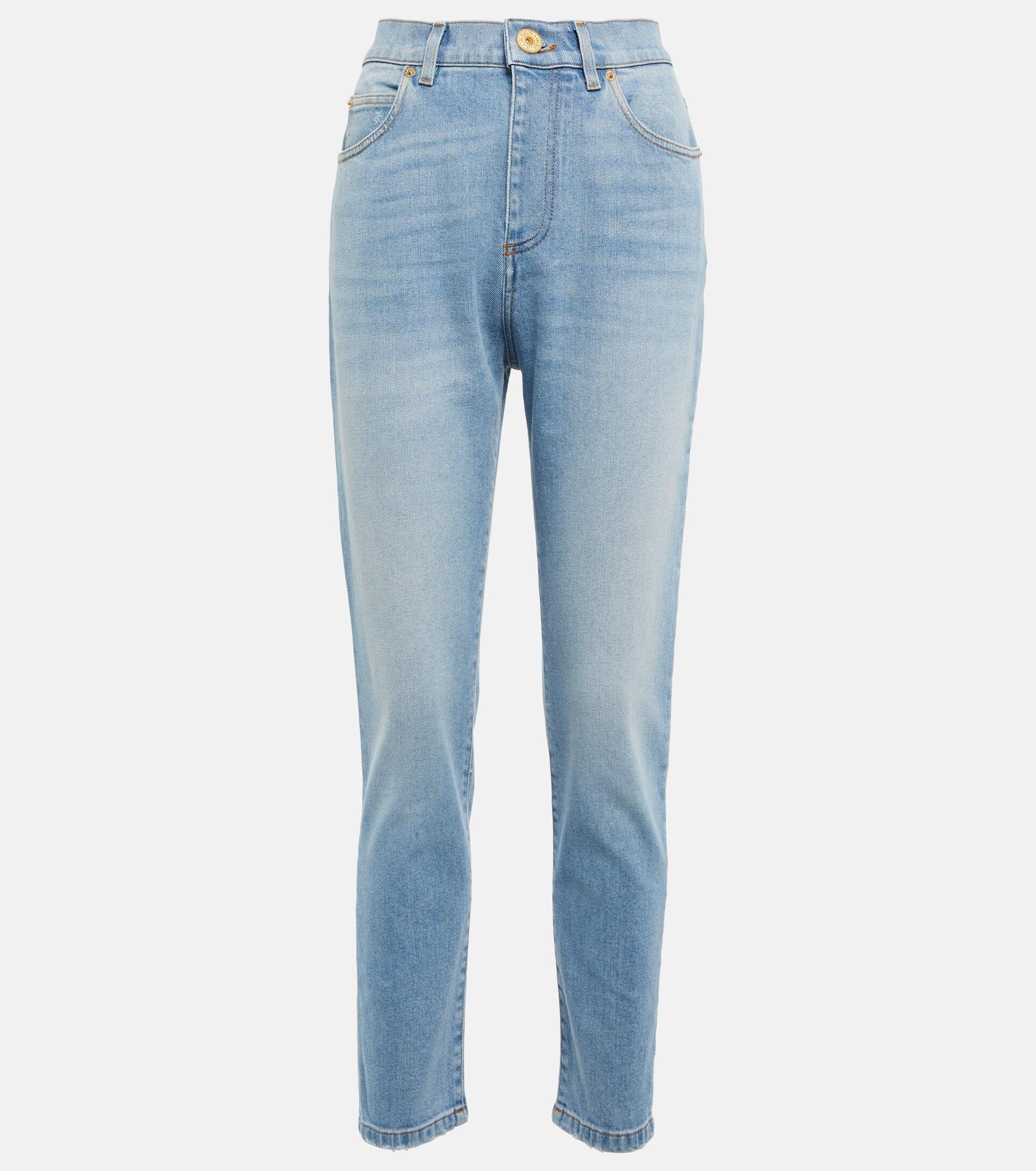 Balmain High-rise Skinny Jeans in Blue | Lyst