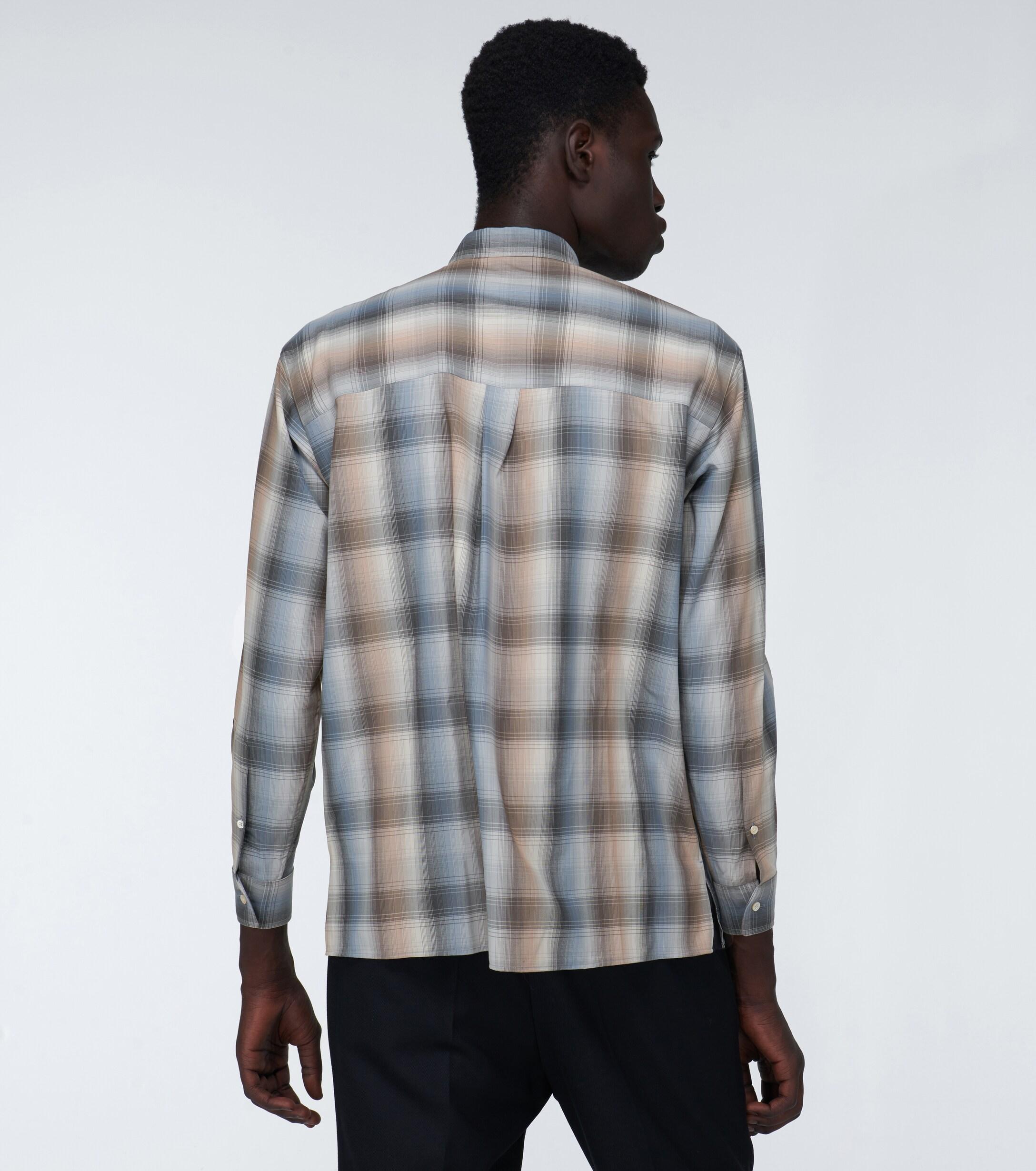 super light wool check shirts blue check