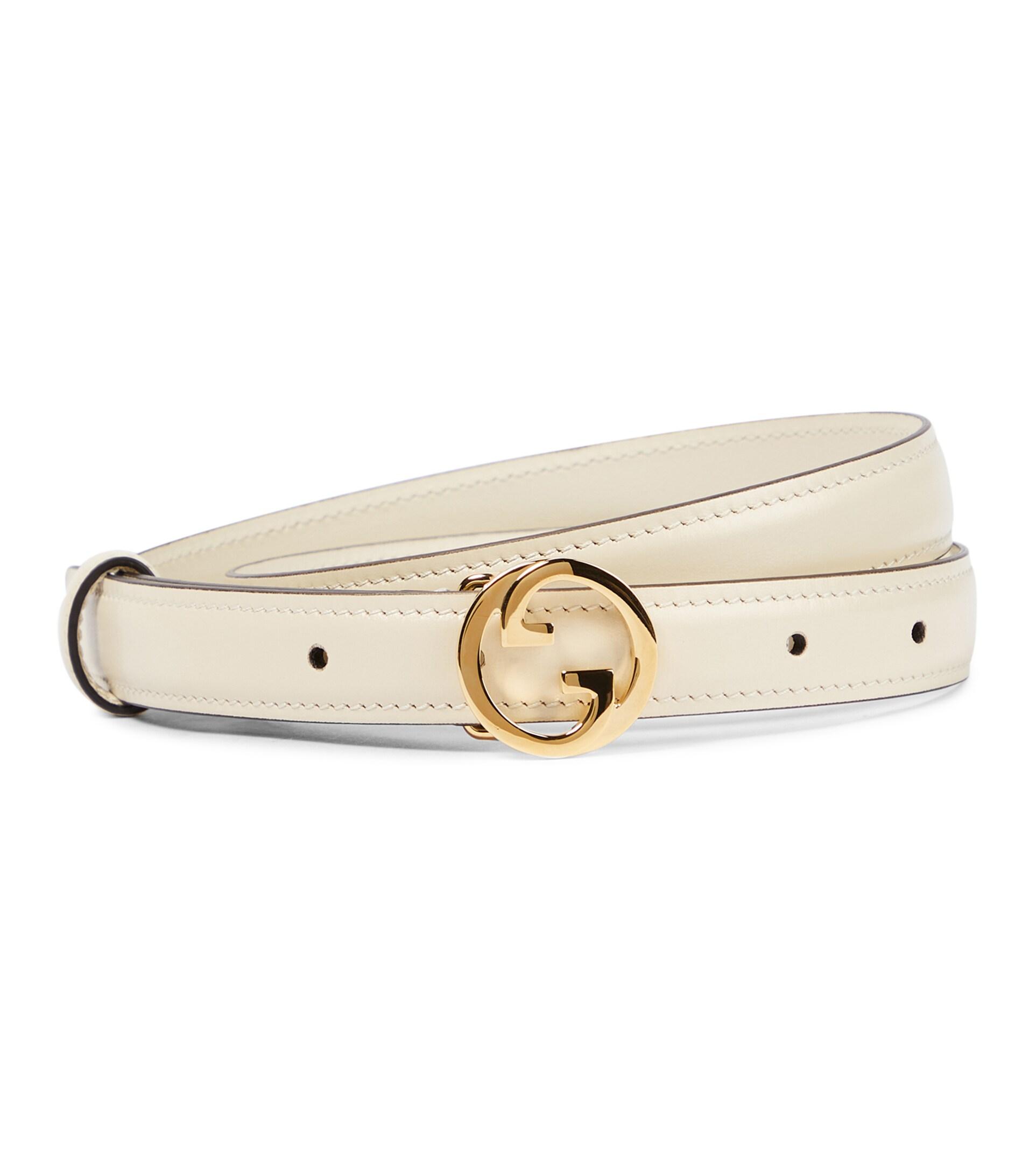 Gucci GG Blondie Leather Belt in Natural | Lyst