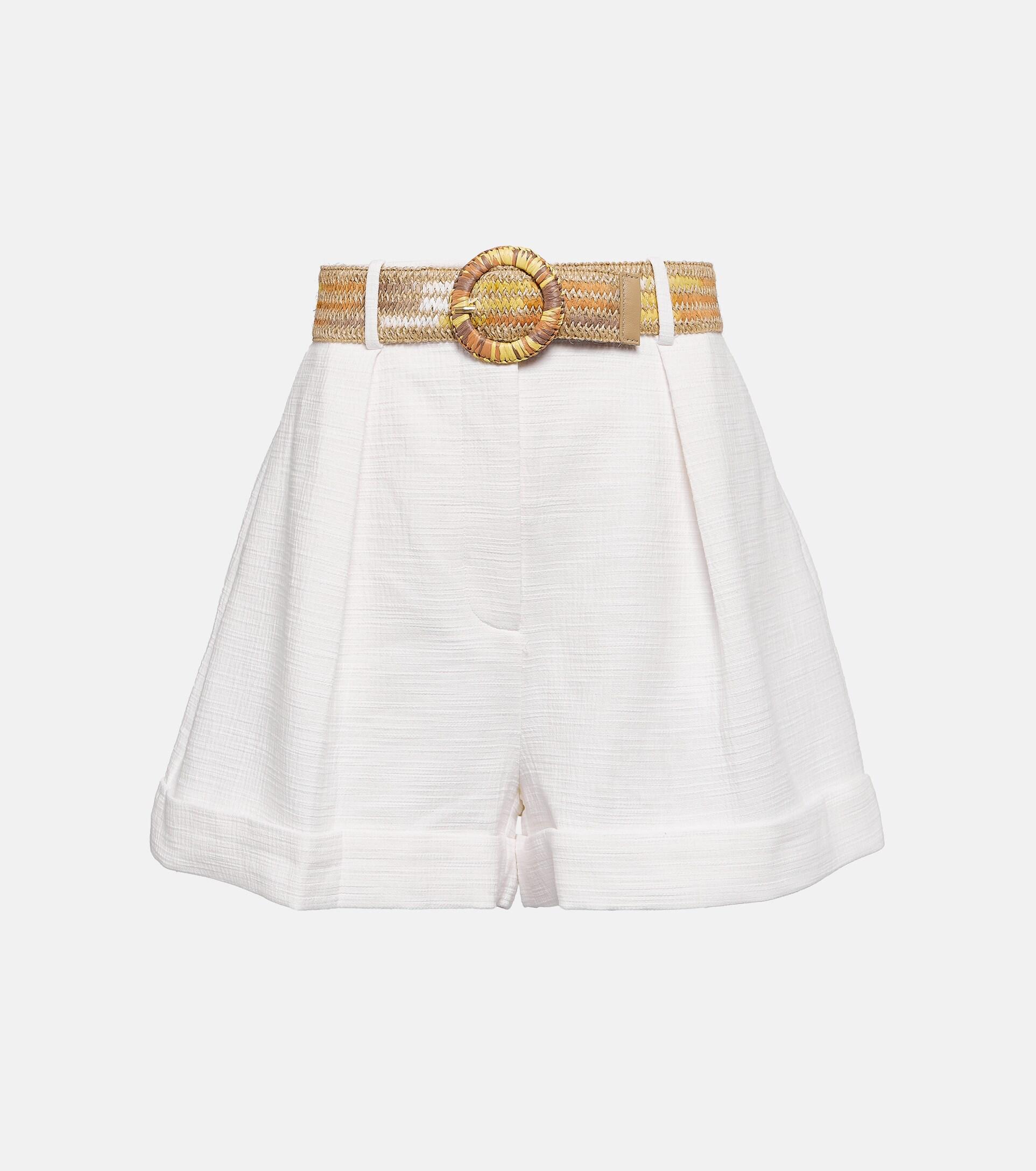 Zimmermann Devi High-rise Cotton Shorts in White | Lyst