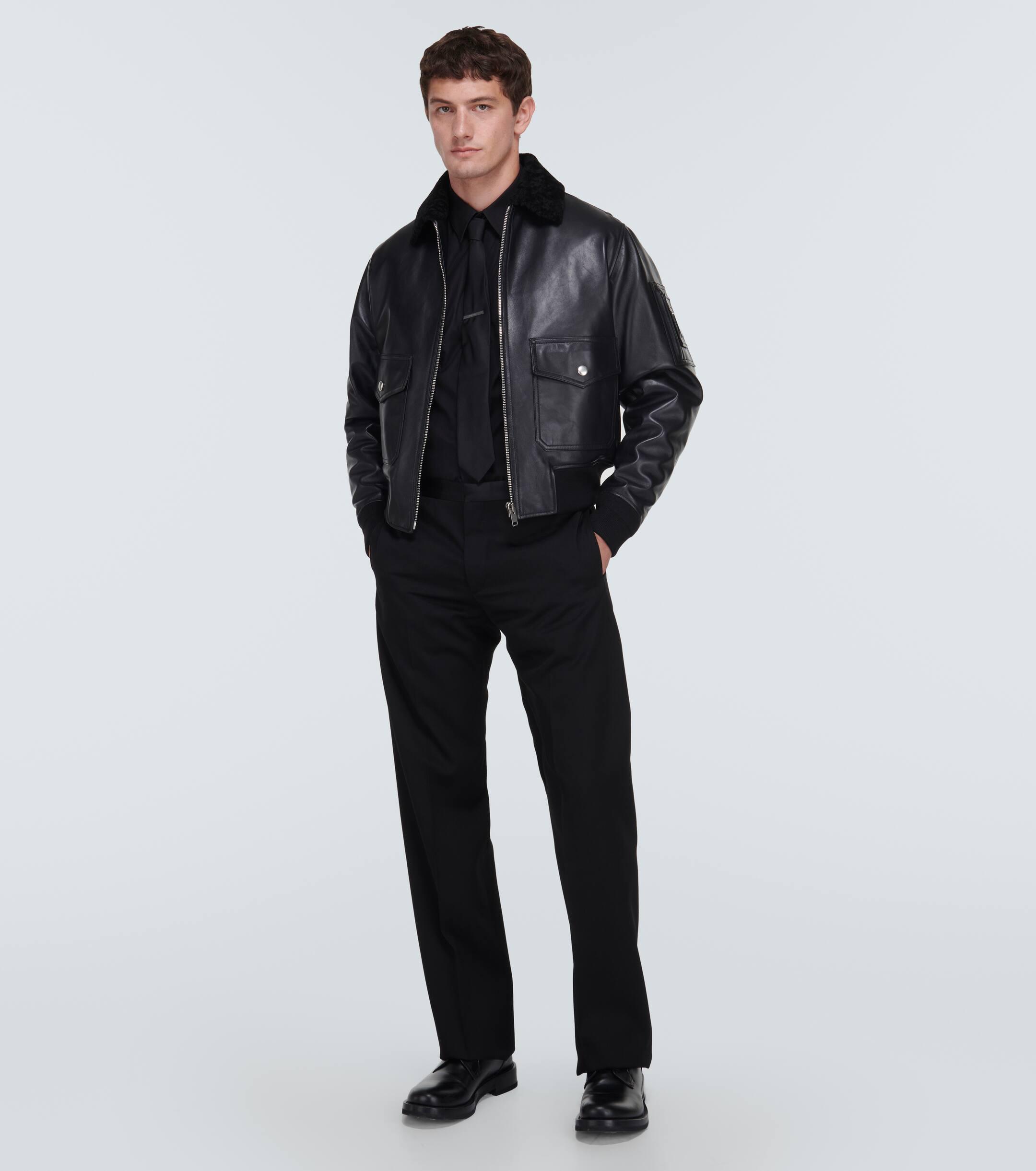 Givenchy Shearling-trimmed Leather Jacket in Black for Men Lyst UK