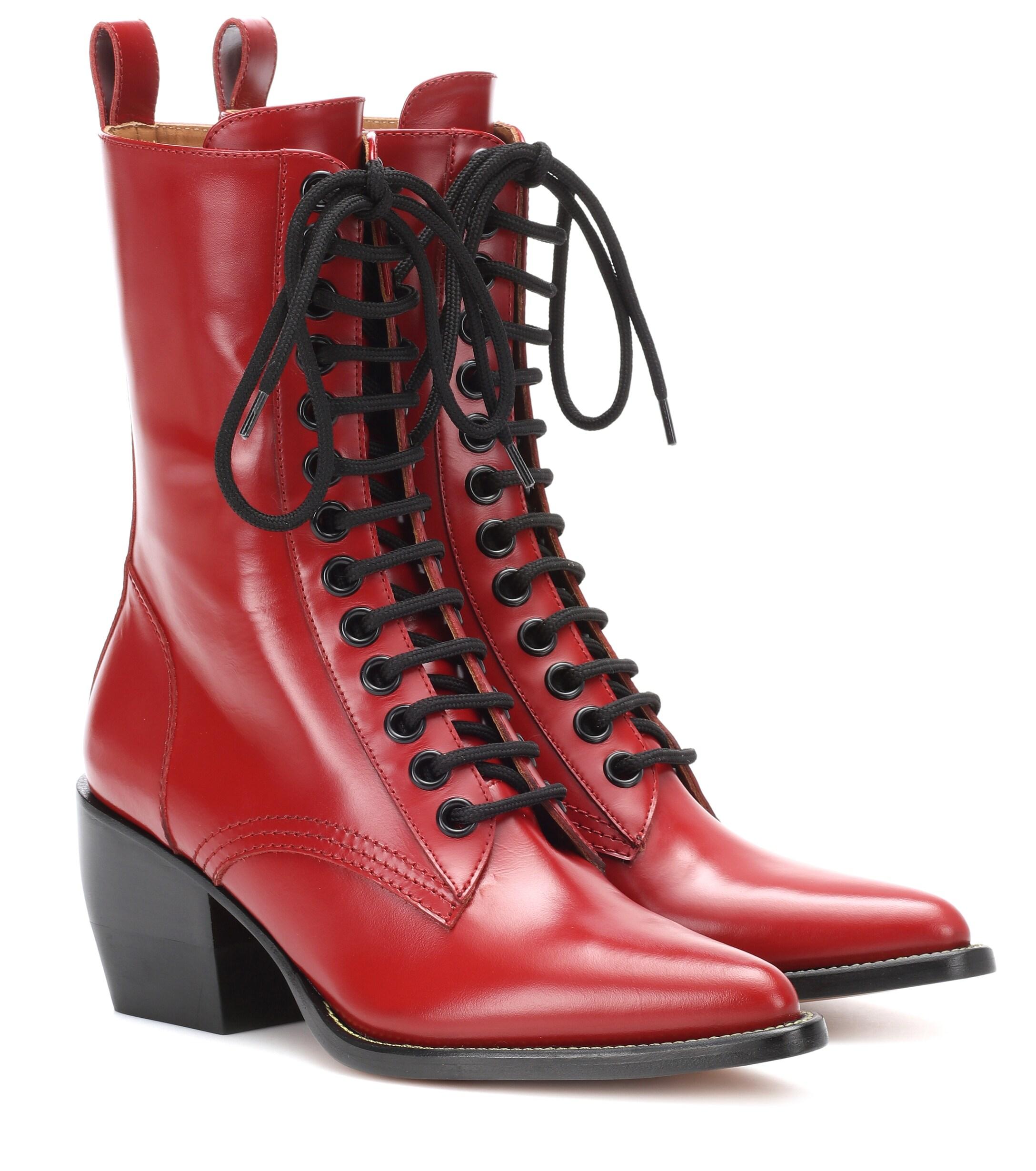 chloe red boots