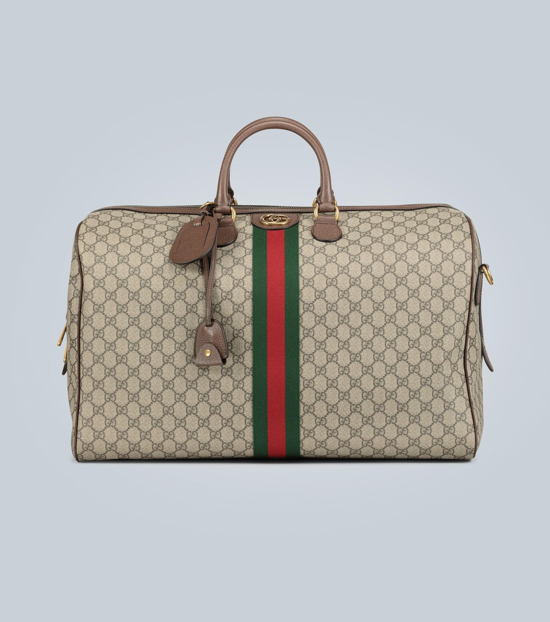 Gucci Ophidia GG Large Carry-On Canvas Duffle Bag Beige