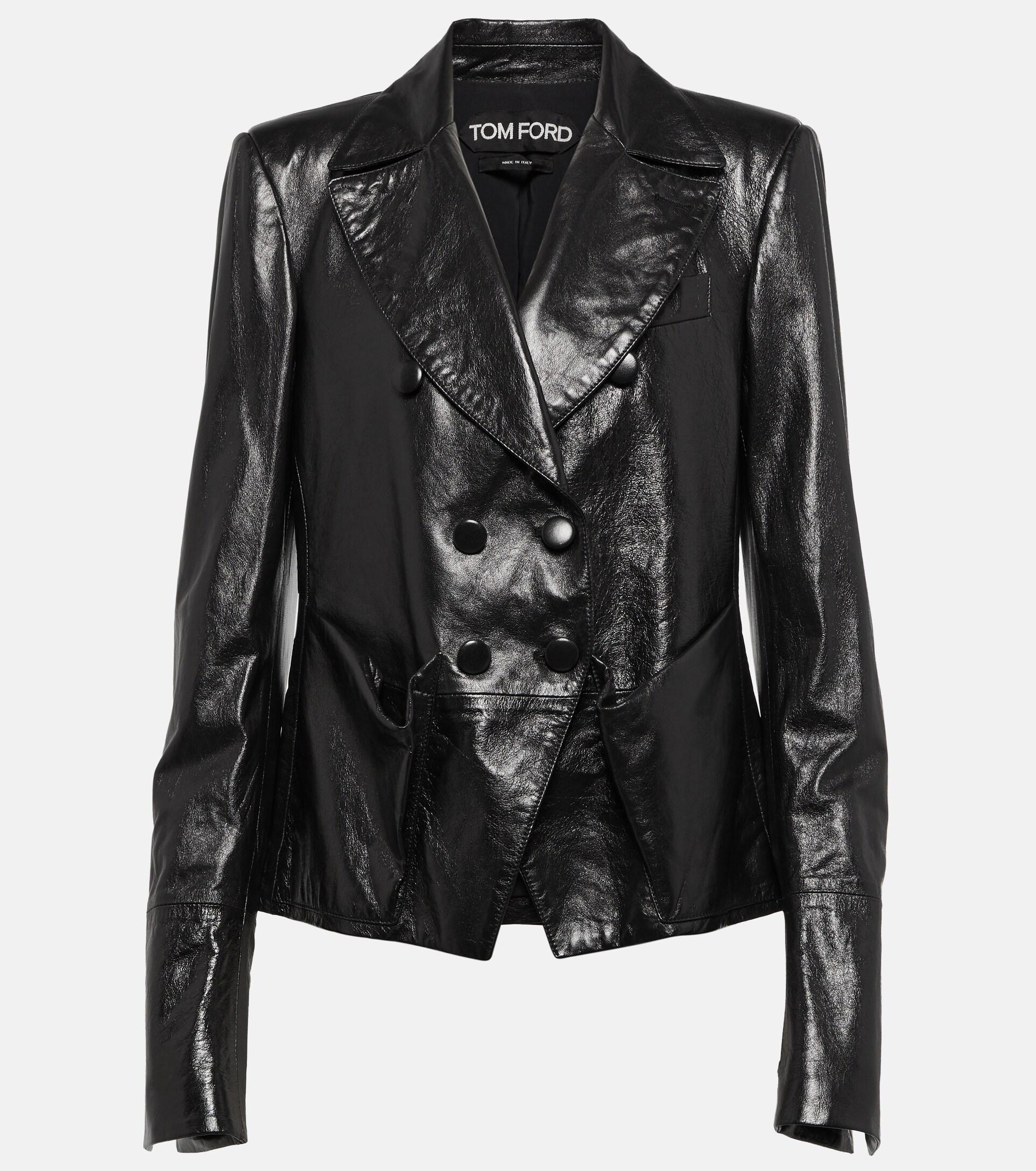 Tom Ford Double-breasted Leather Jacket in Black | Lyst