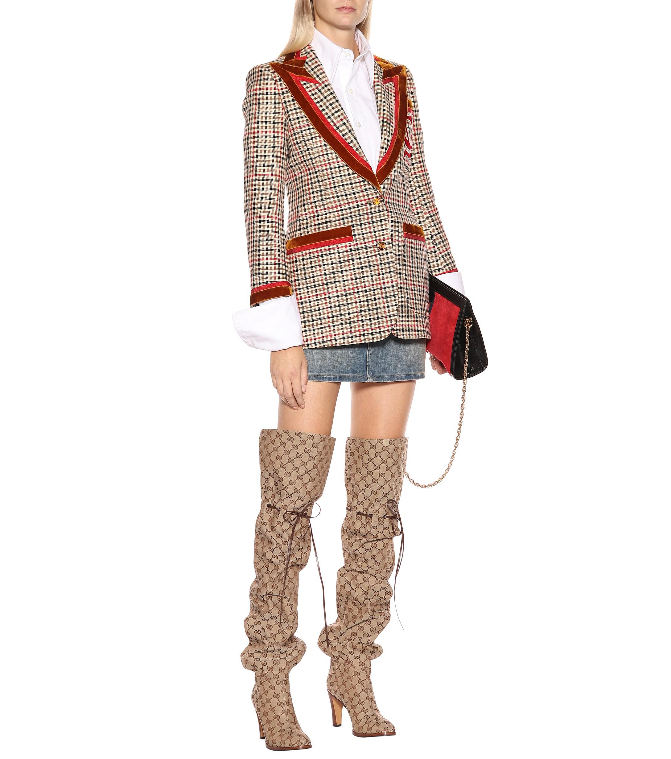 Gucci Canvas Original GG Overtheknee Boots in Brown Lyst