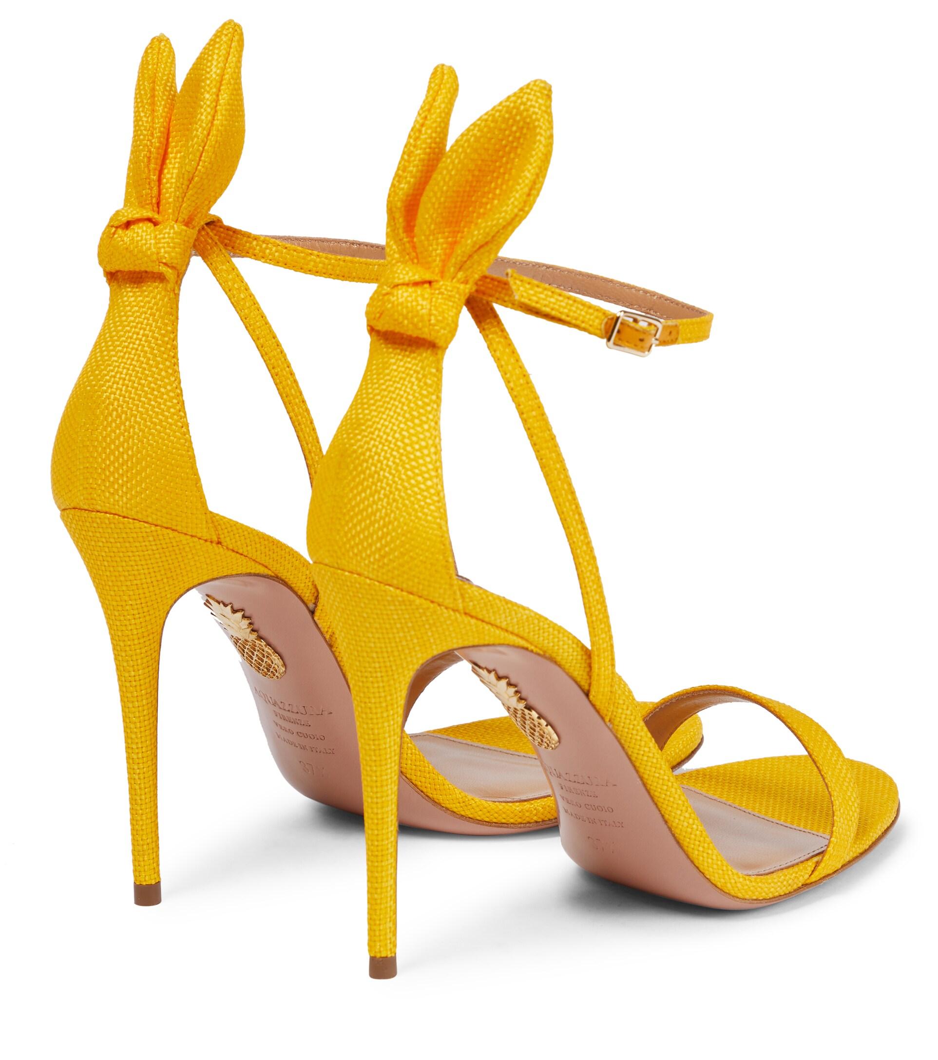AREA Marquise bow-detail 110mm sandals - Yellow