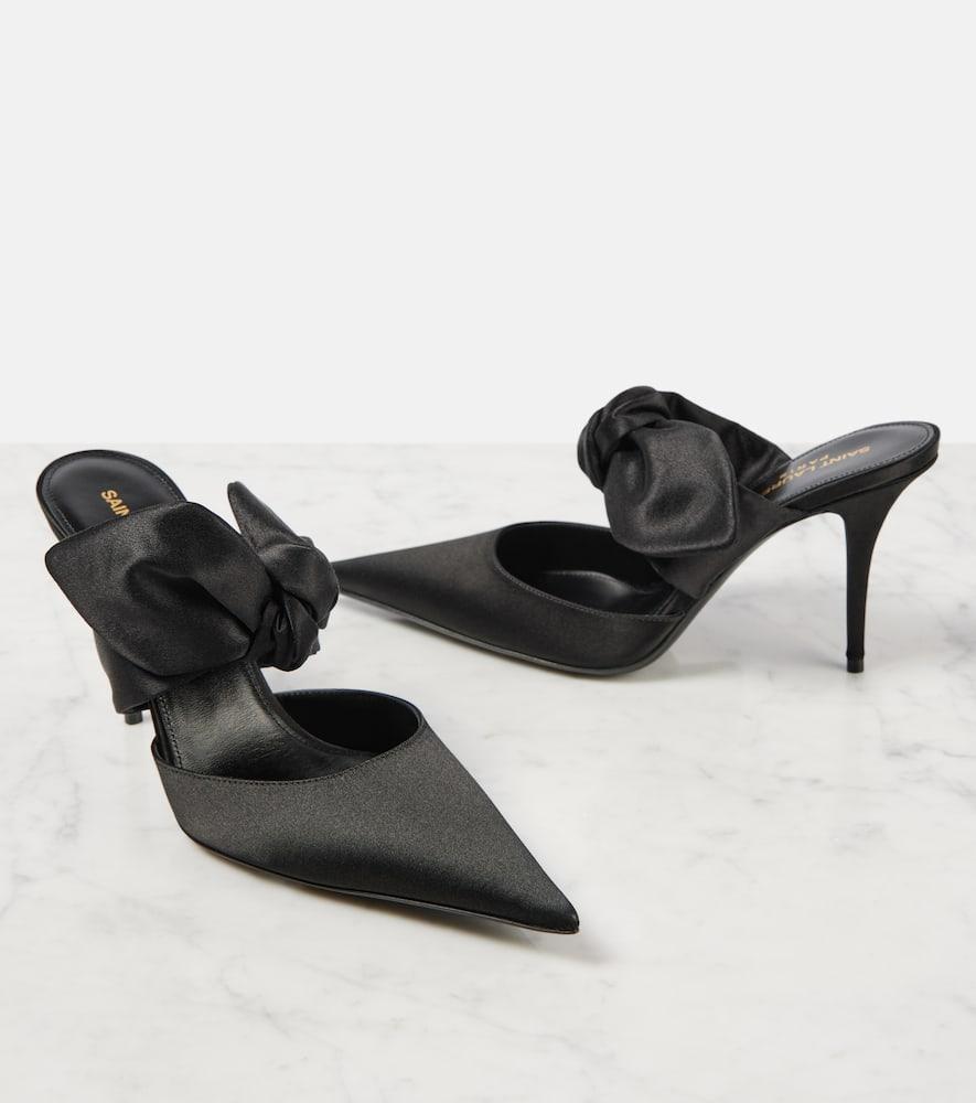 Saint Laurent Barbara 90 Satin Mules in Black | Lyst