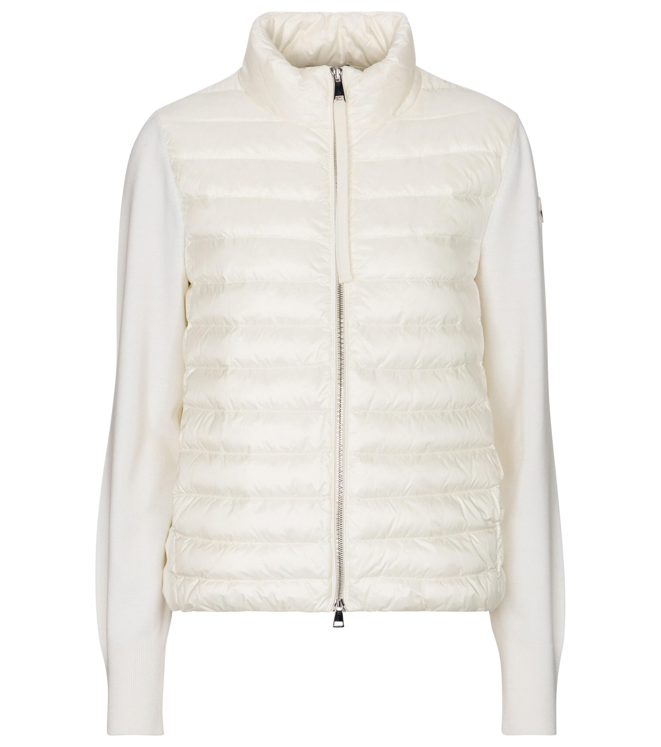 Moncler Quilted Down And Wool Cardigan in White | Lyst