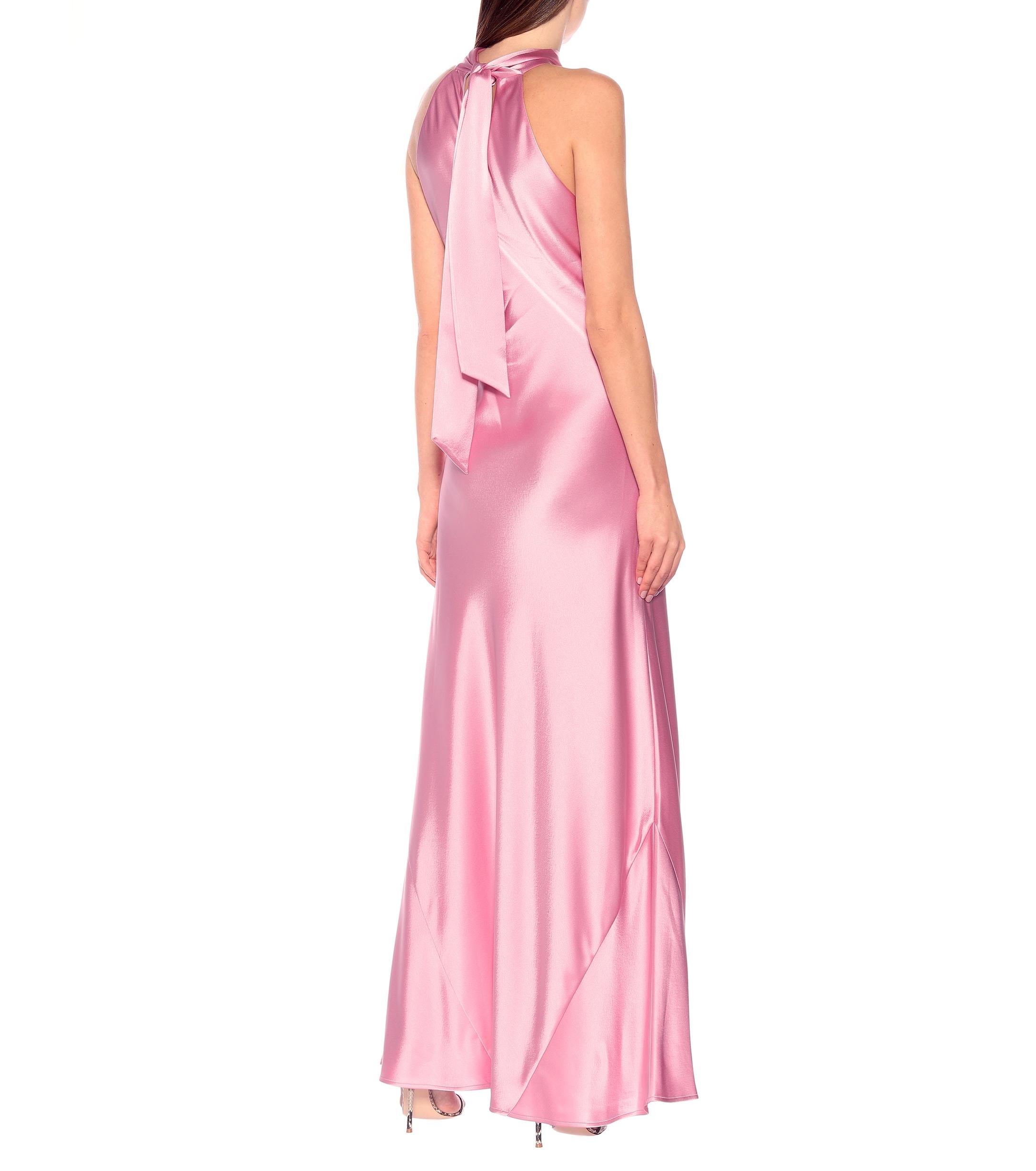 Galvan London Sienna Satin Gown in Rose (Pink) - Lyst