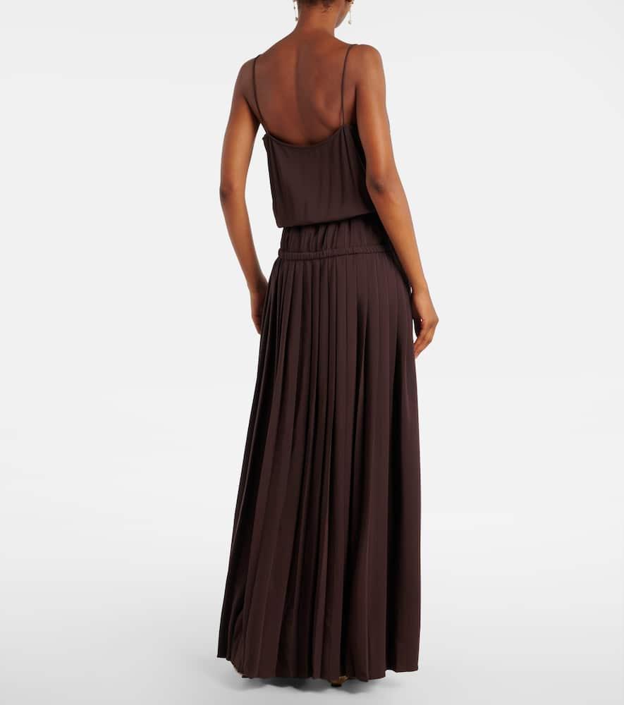 ワンピース FERRAGAMO DRESS (13H315785507 EXPRESSO) EVENING DRESS WITH KEYHOLE NECKLINE AND LONG CAPE SLEEVES