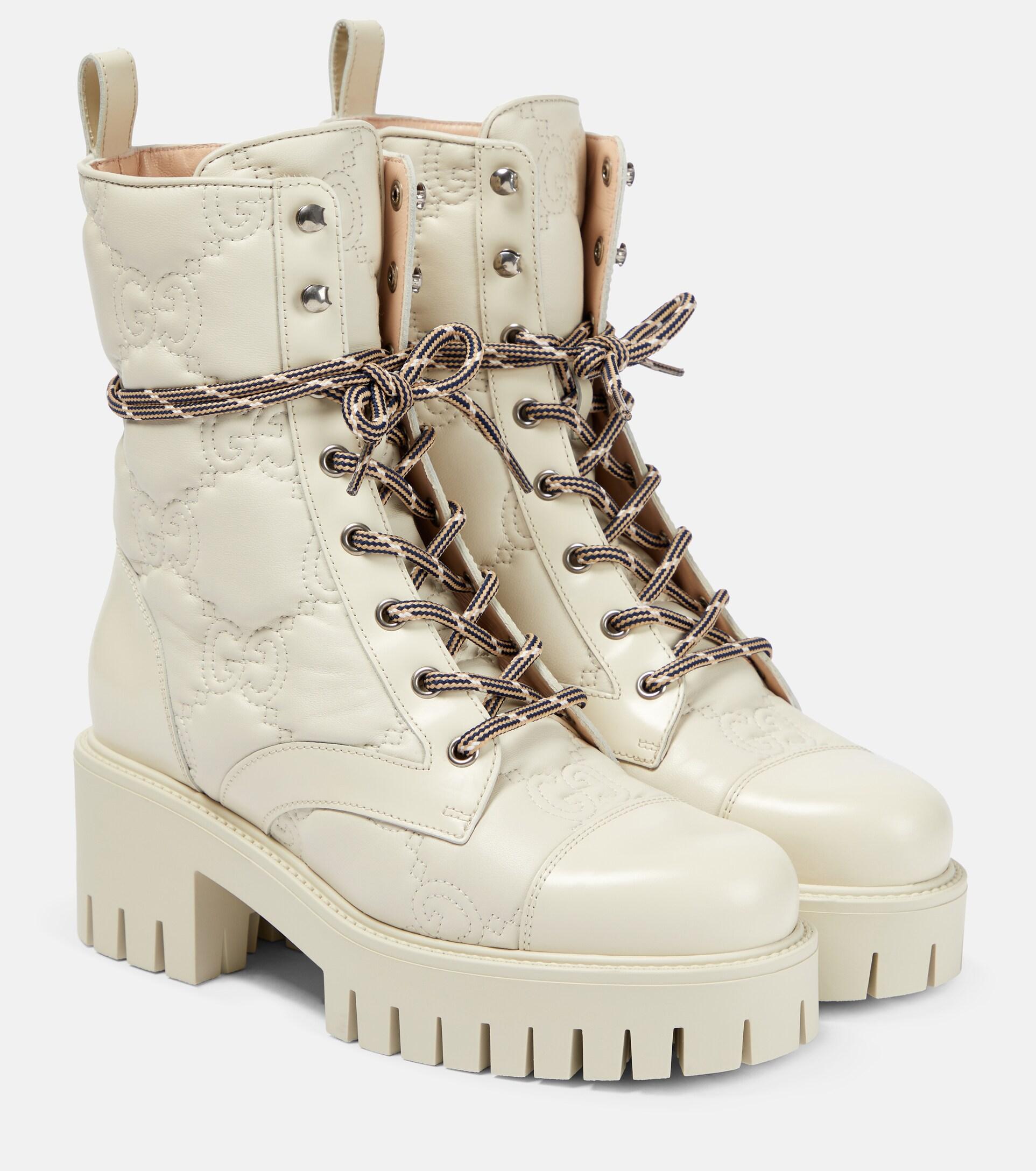 Gucci GG Quilted Lace-up Boots in Lyst