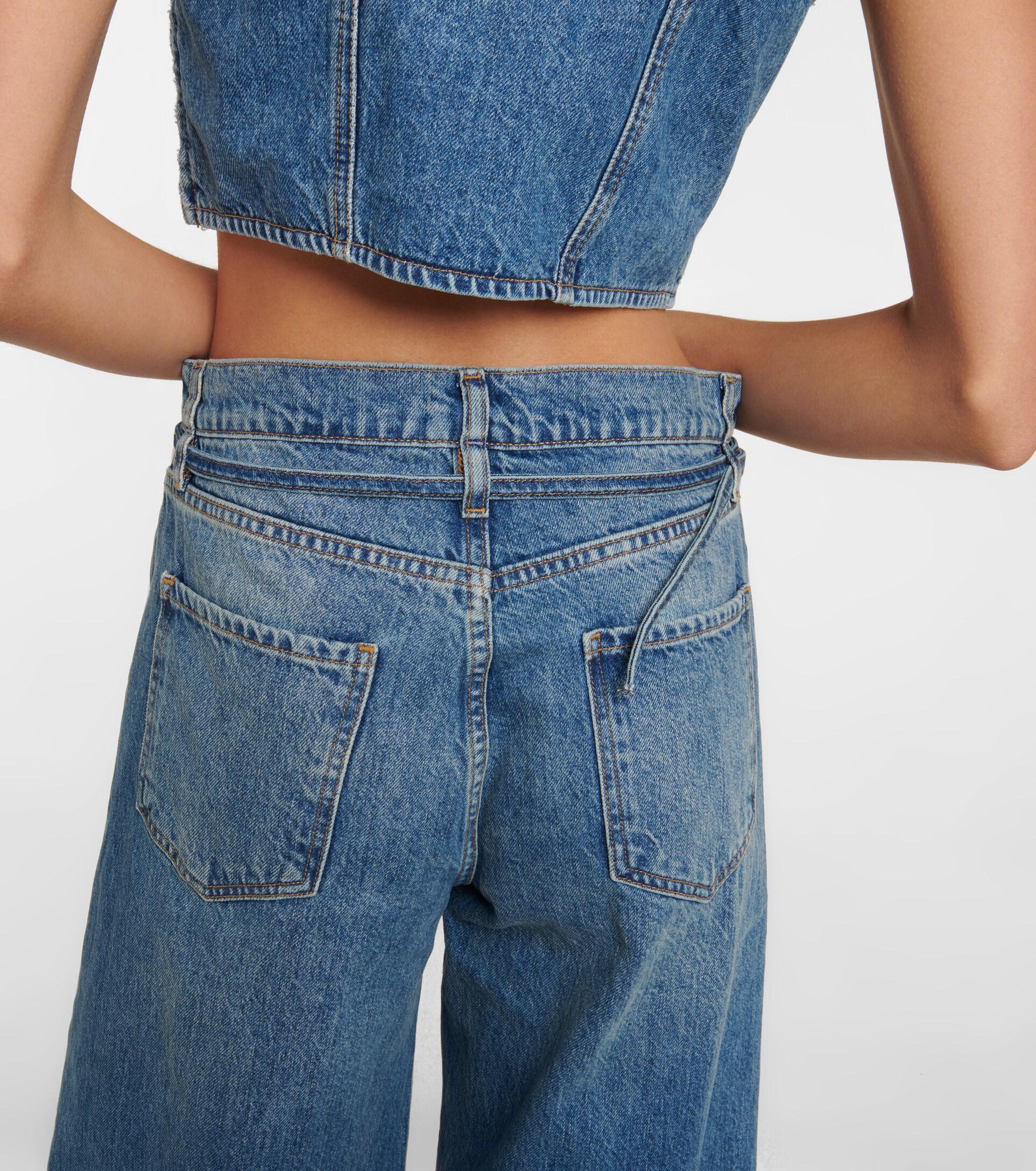 FRAME Le Baggy High-rise Belted Jeans in Blue | Lyst