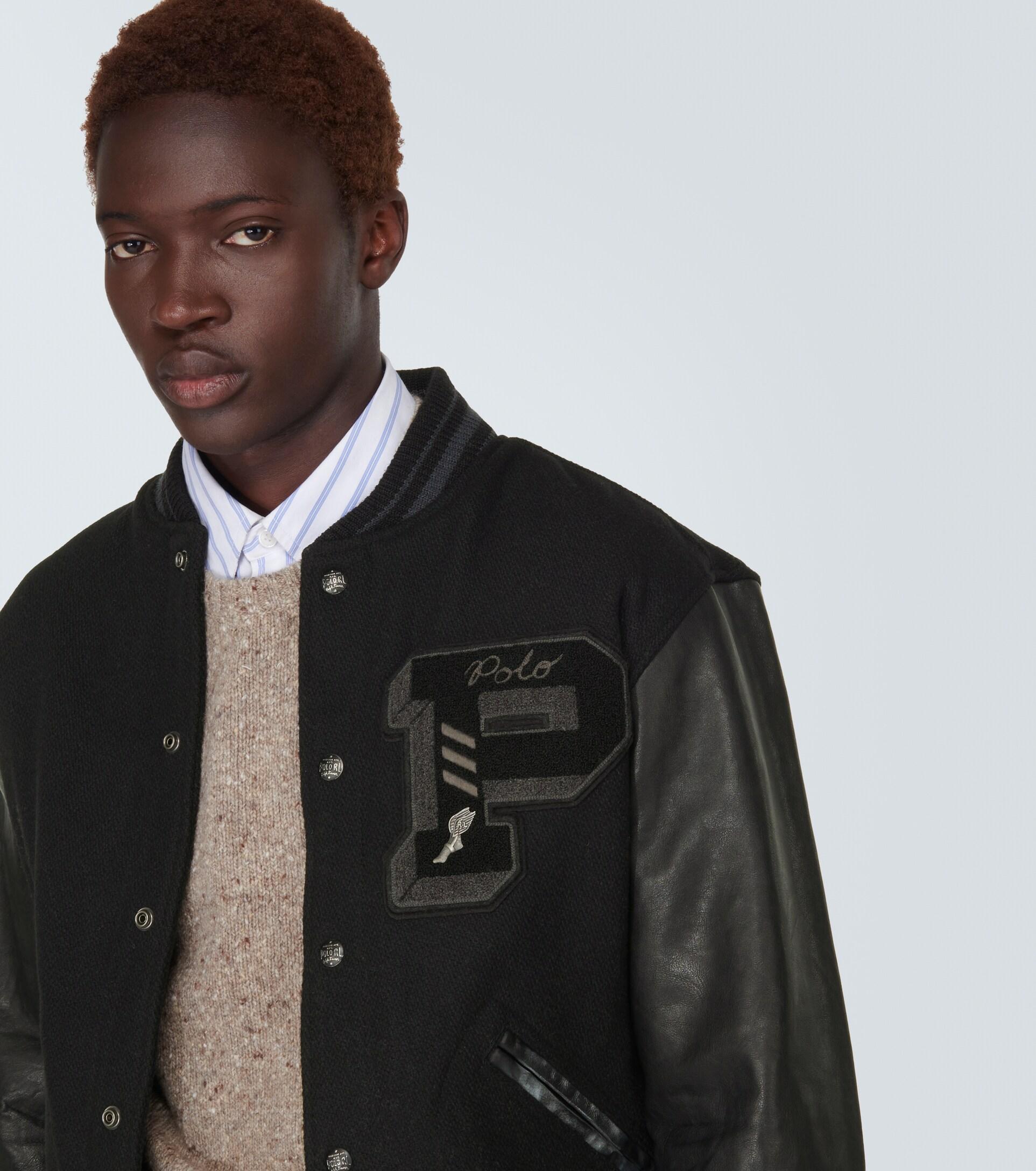 Polo Ralph Lauren Applique Varsity Jacket in Black for Men | Lyst