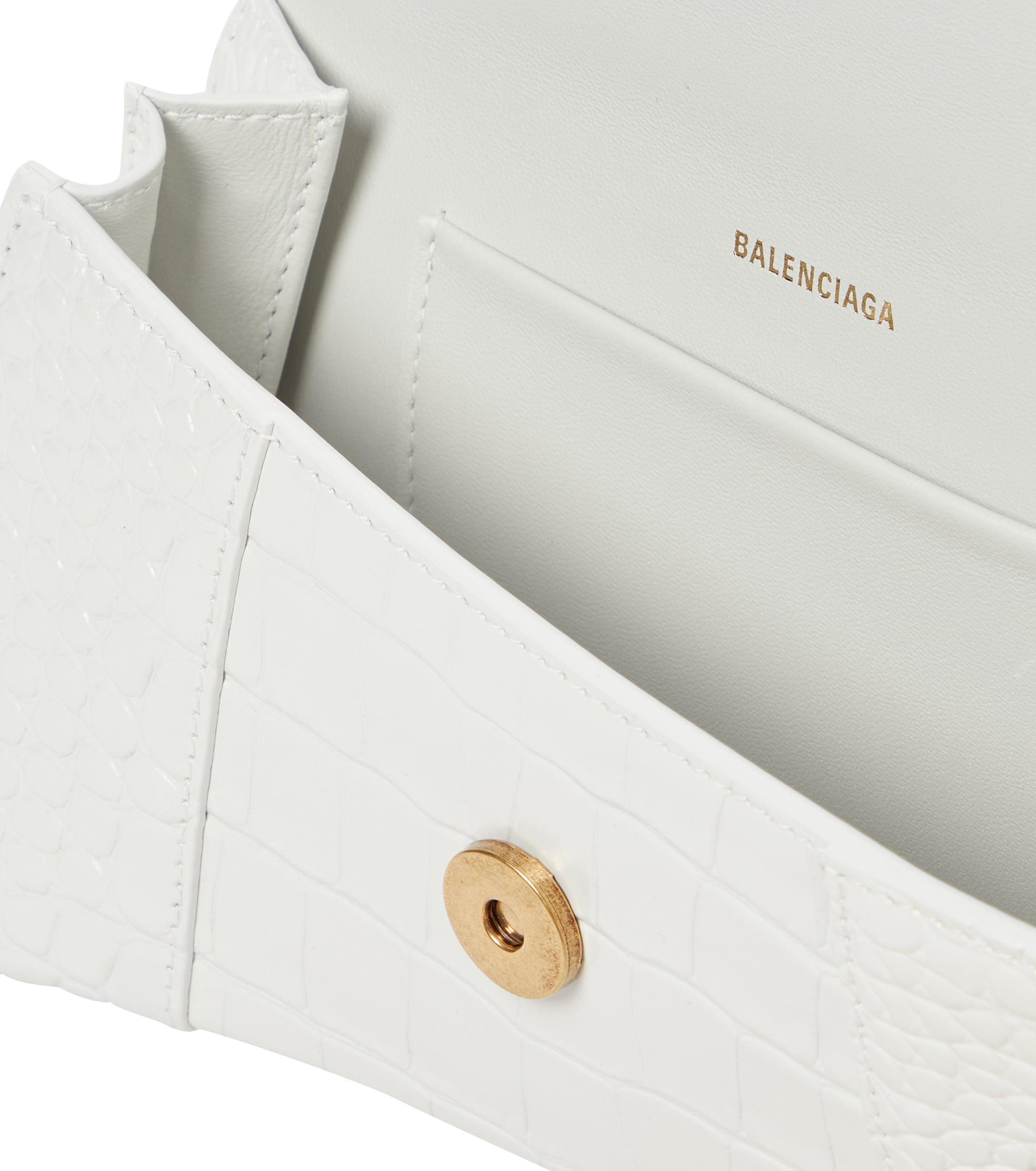 Balenciaga Hourglass Leather Wallet On Chain in White | Lyst