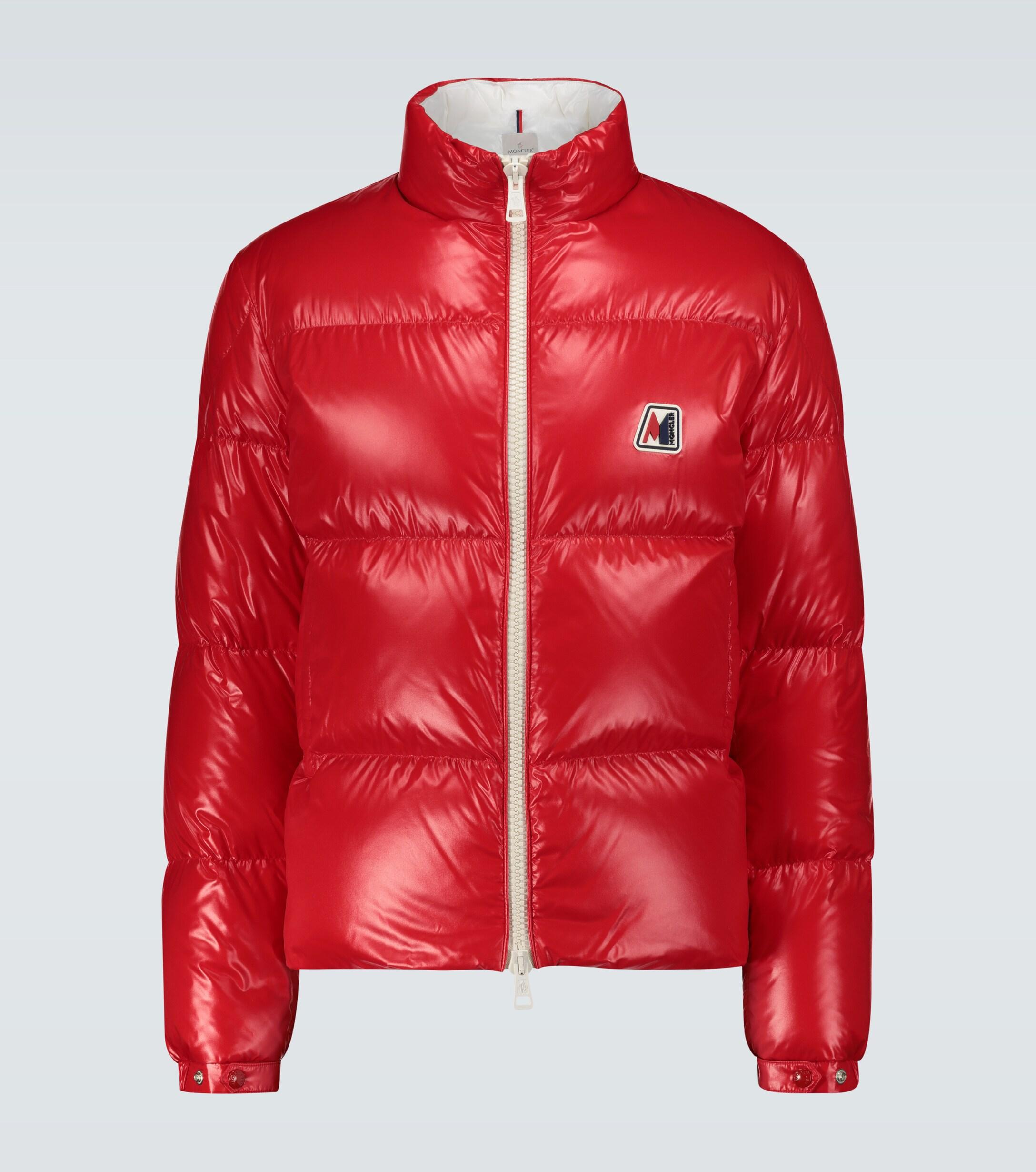 Moncler Chartreuse Logo Jacket in Red for Men | Lyst