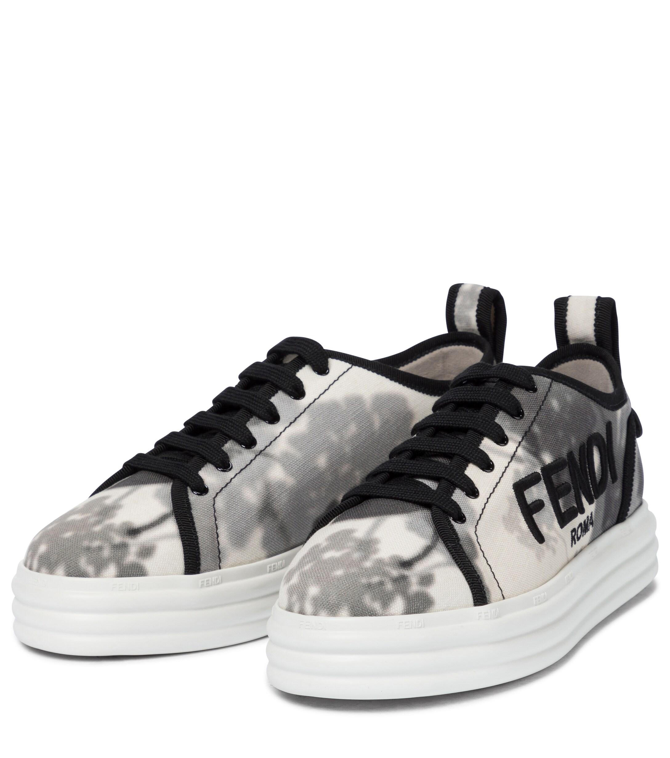 Fendi Rise Canvas Platform Sneakers in Black | Lyst