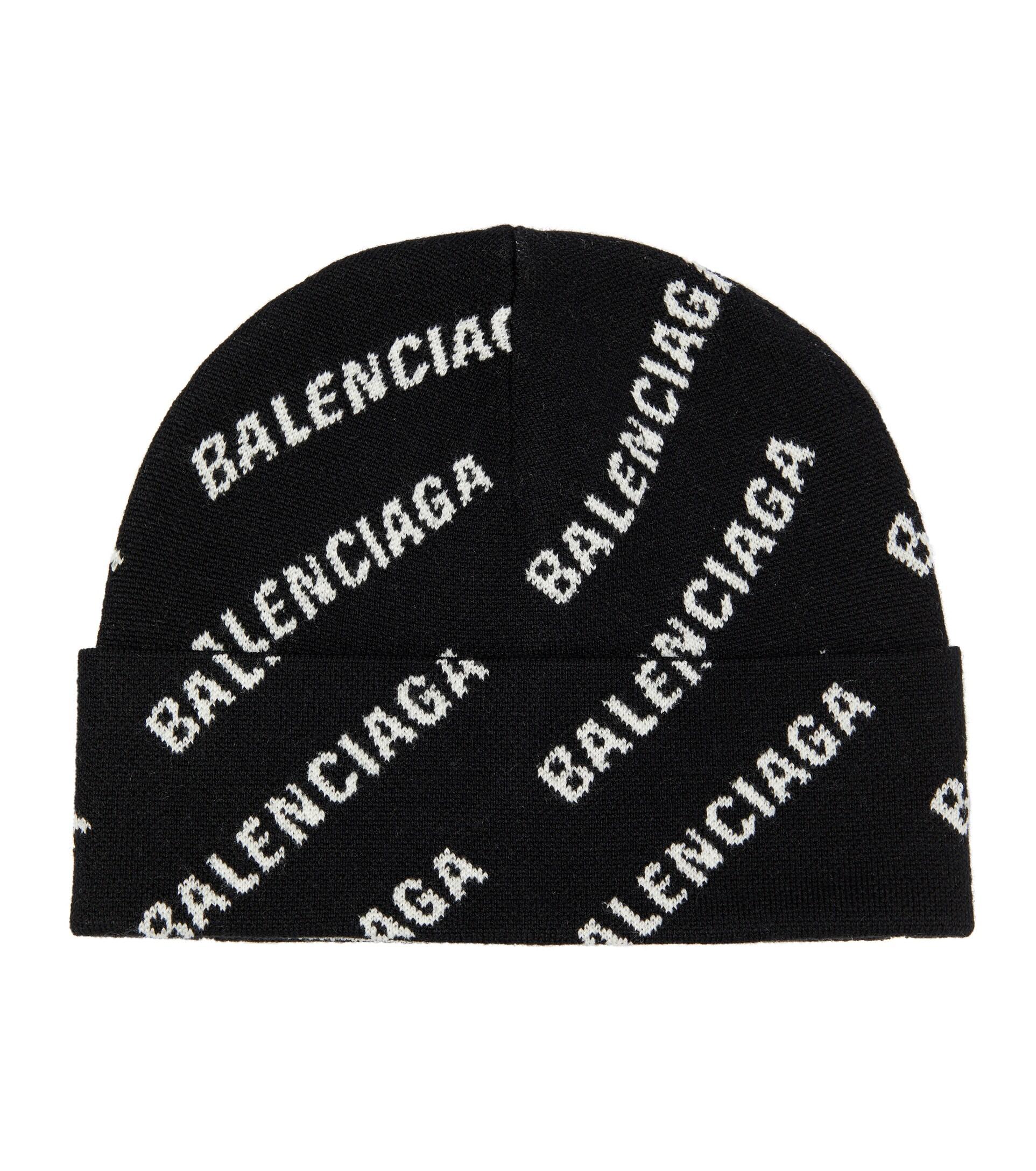 Balenciaga Logo Wool-blend Beanie in Black | Lyst