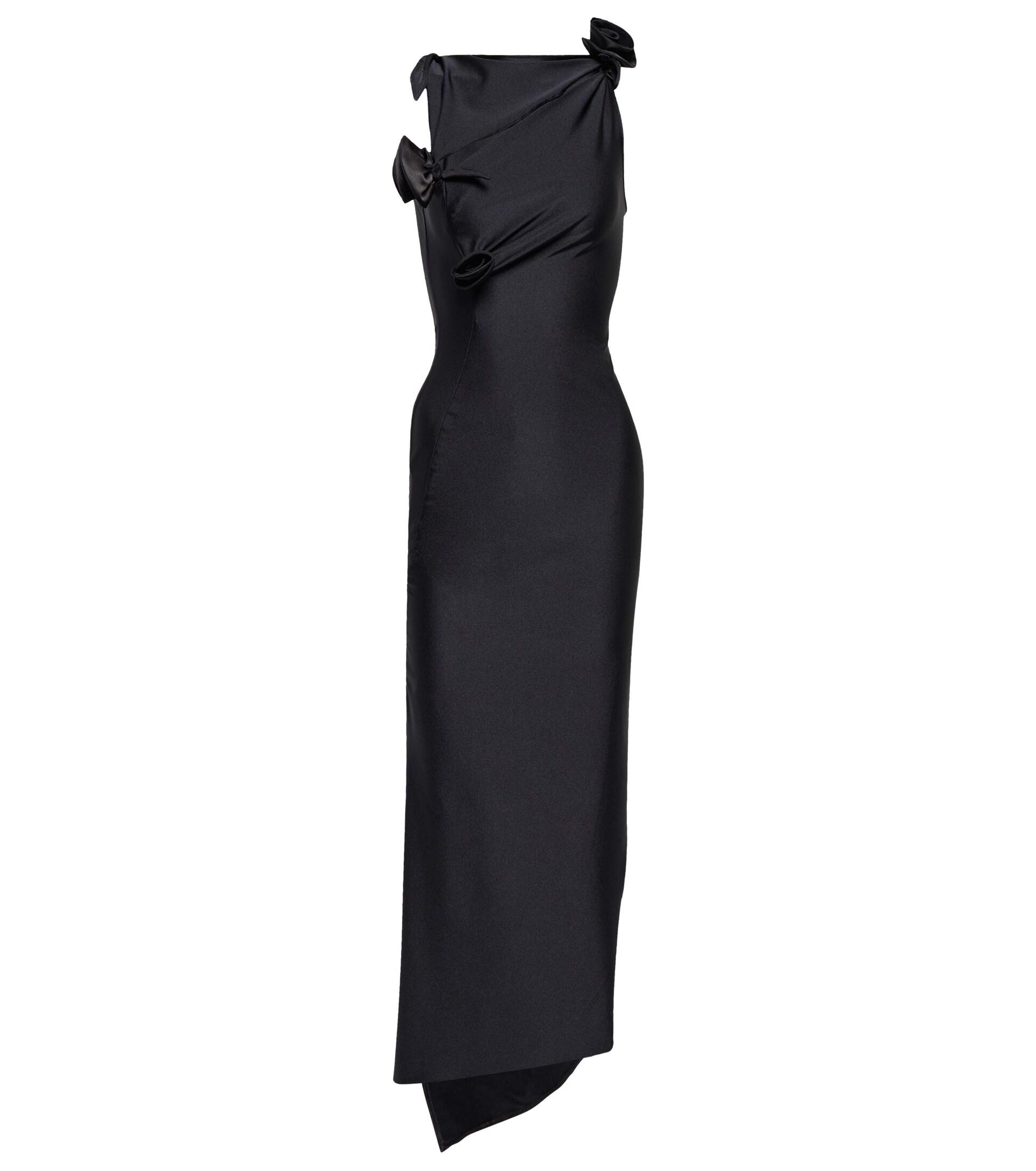 Coperni Asymmetrical Flowerdetail Midi Dress in Black Lyst