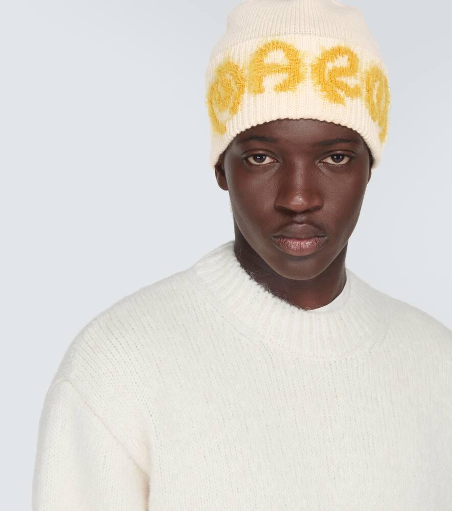 Marni Logo Applique Wool Beanie in Yellow for Men Lyst