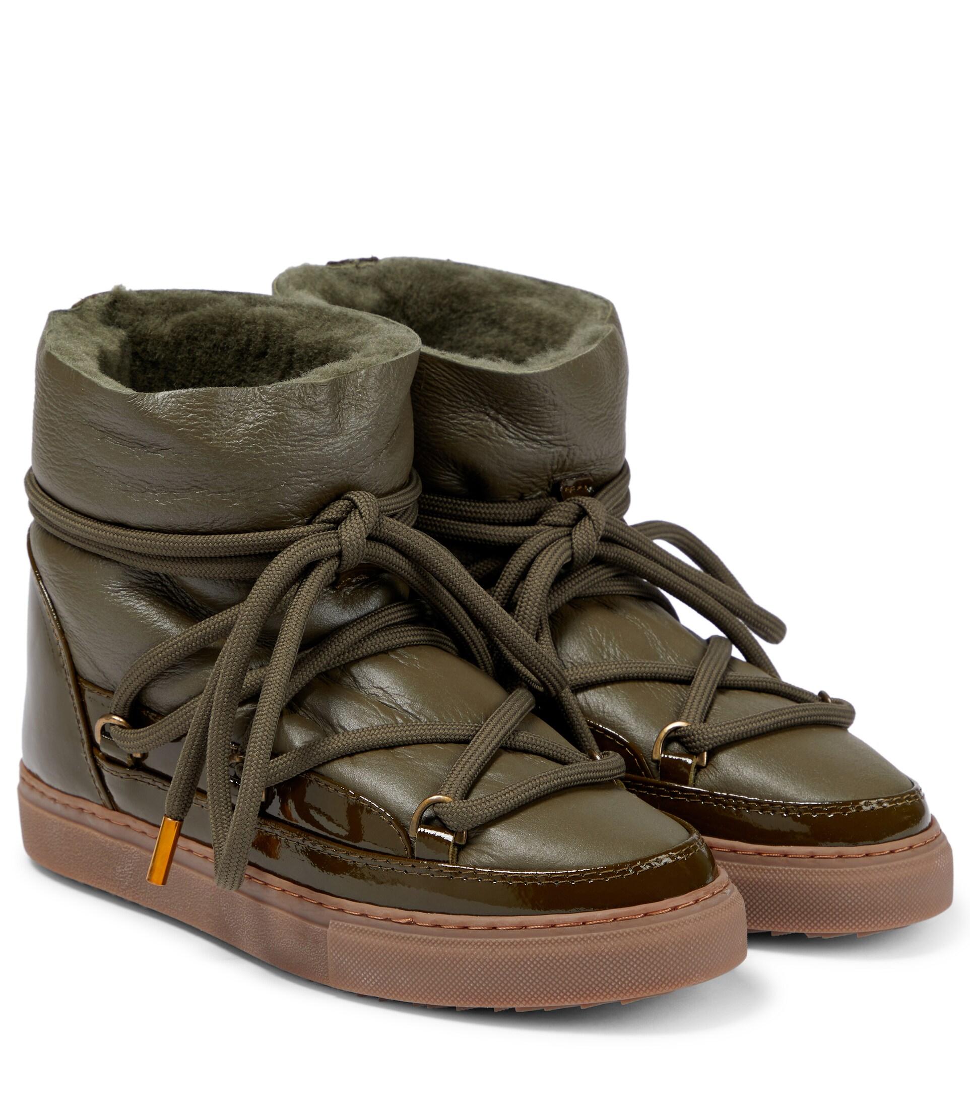 Inuikii Sneaker Gloss Leather Snow Boots in Green | Lyst