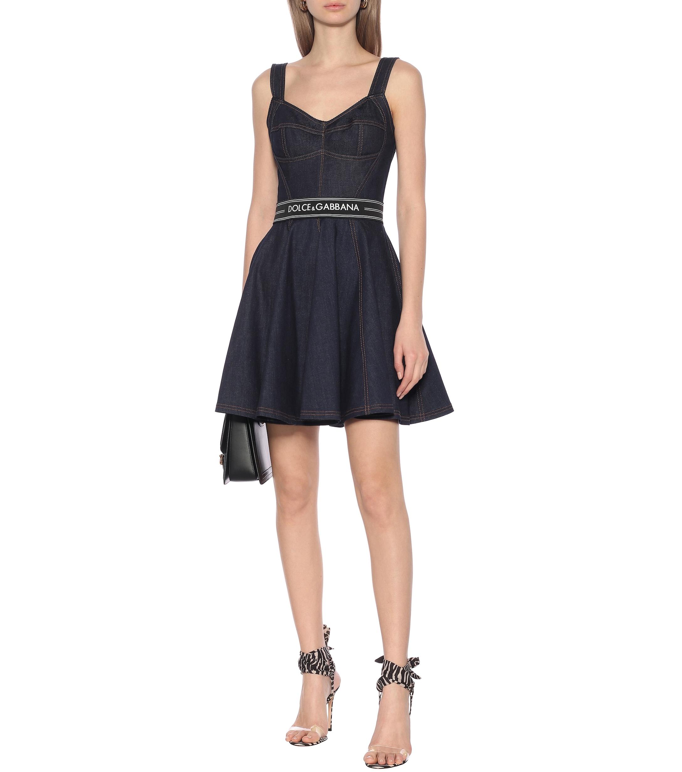 Short Denim Circle-skirt Dress 