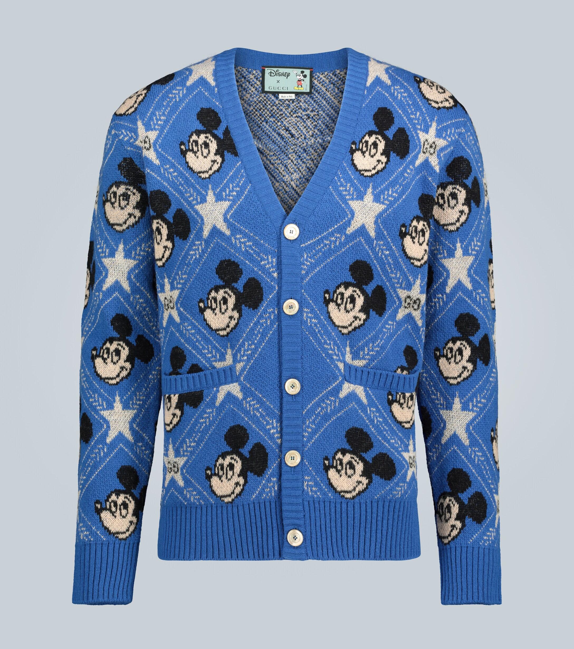 Gucci X Disney Mickey Jacquard Cardigan in Blue for Men Lyst