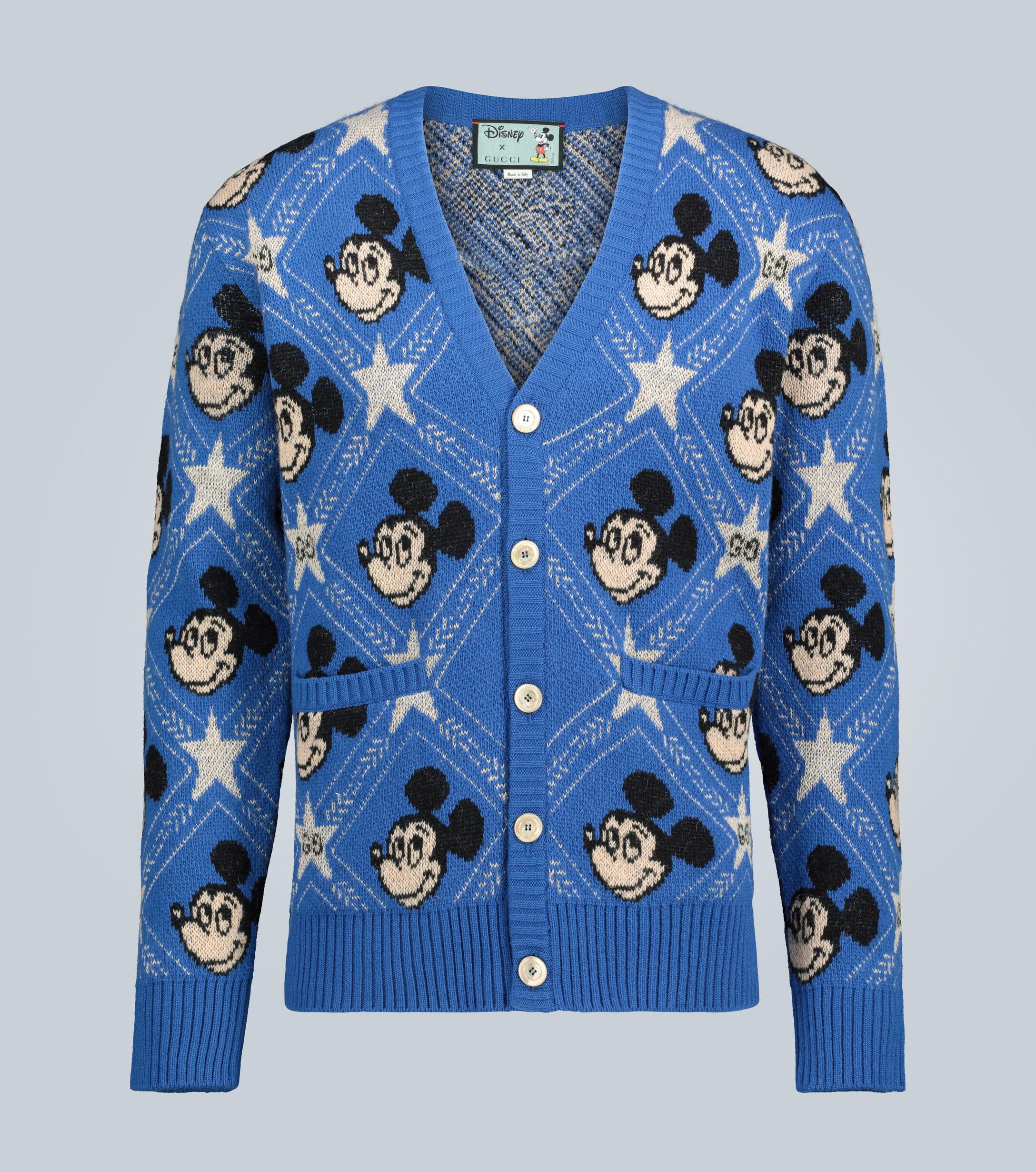 Gucci X Disney Mickey Jacquard Cardigan in Blue for Men | Lyst