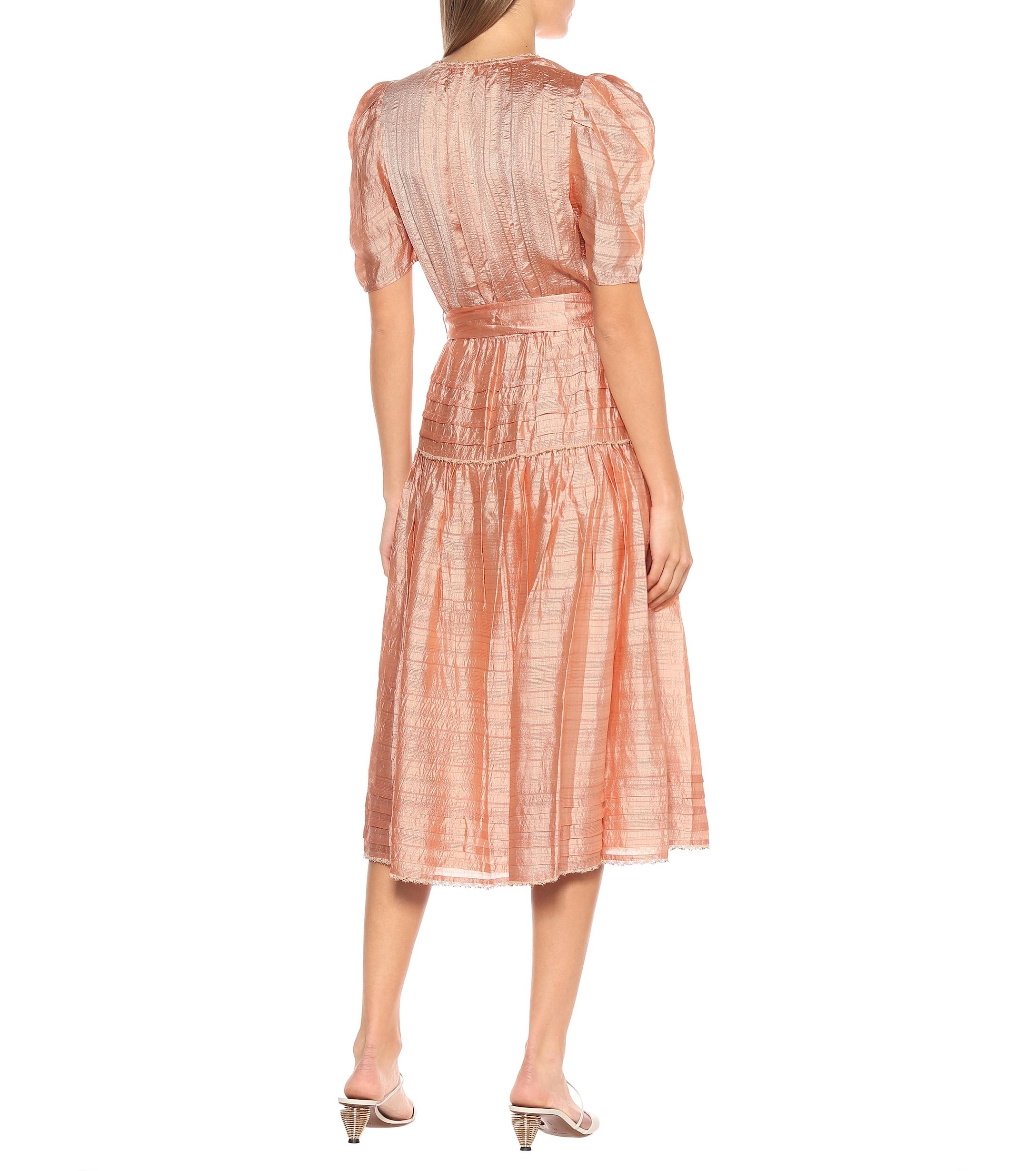 ULLA JOHNSON Hollie Off-The-Shoulder Cotton Pink Dress - We Select Dresses