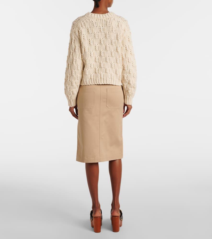 Silk Skirt Wool Skirt Cream Sweater Chloé Wool, Silk, And Cashmere