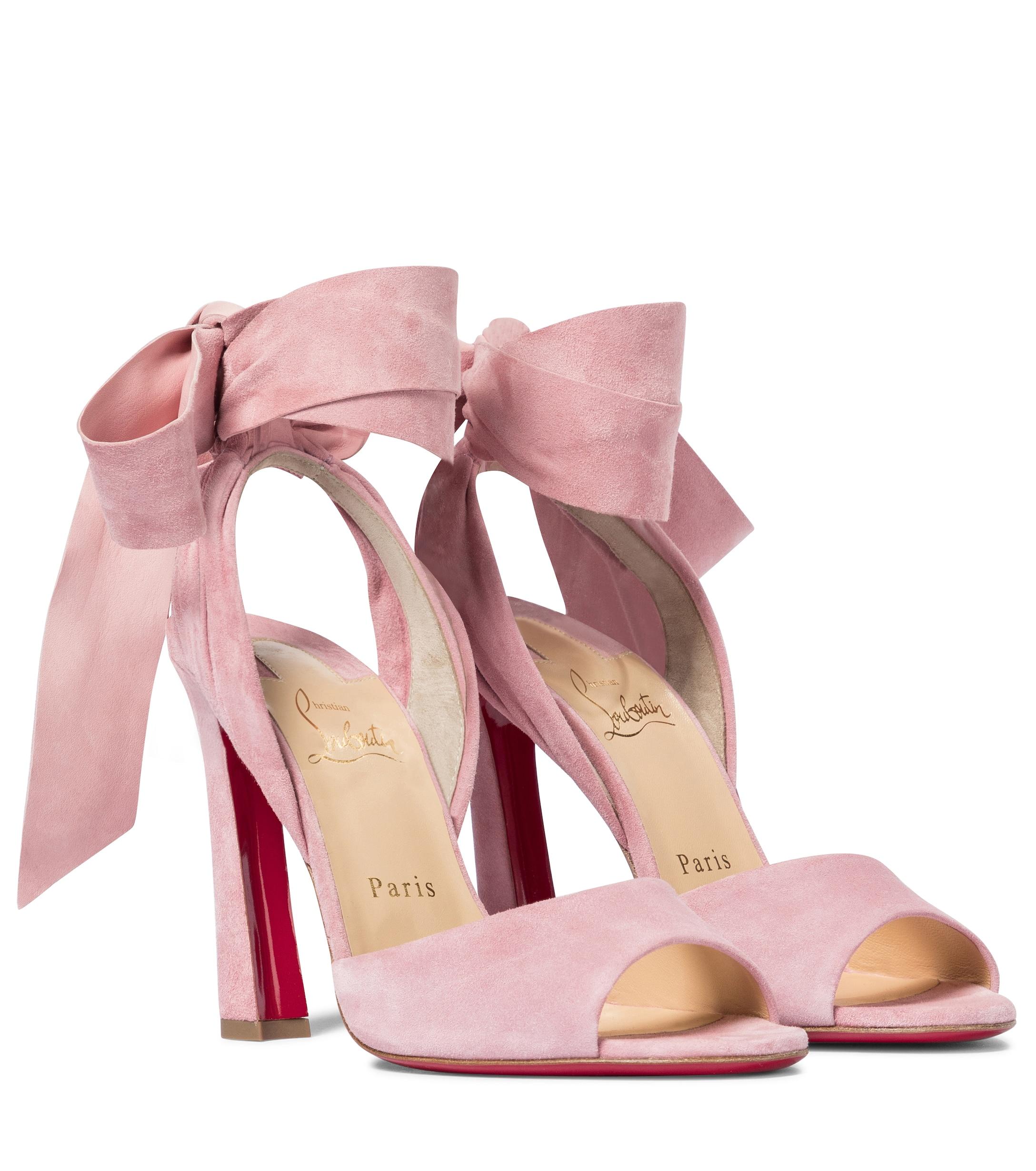 Christian Louboutin Rose Amelie 100 Suede Sandals in Pink | Lyst