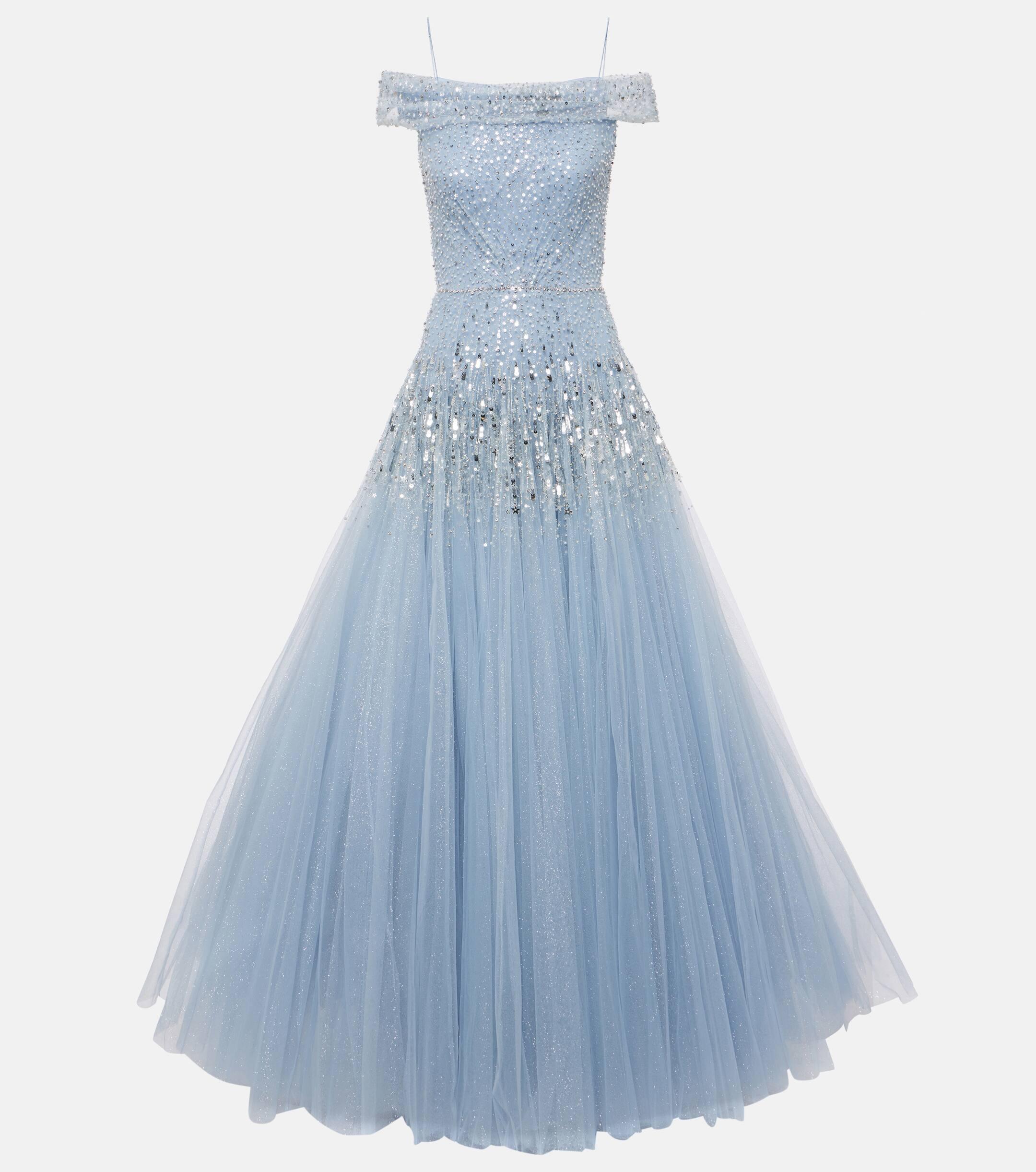 Jenny Packham Embellished Sirena Gown in Blue | Lyst Australia