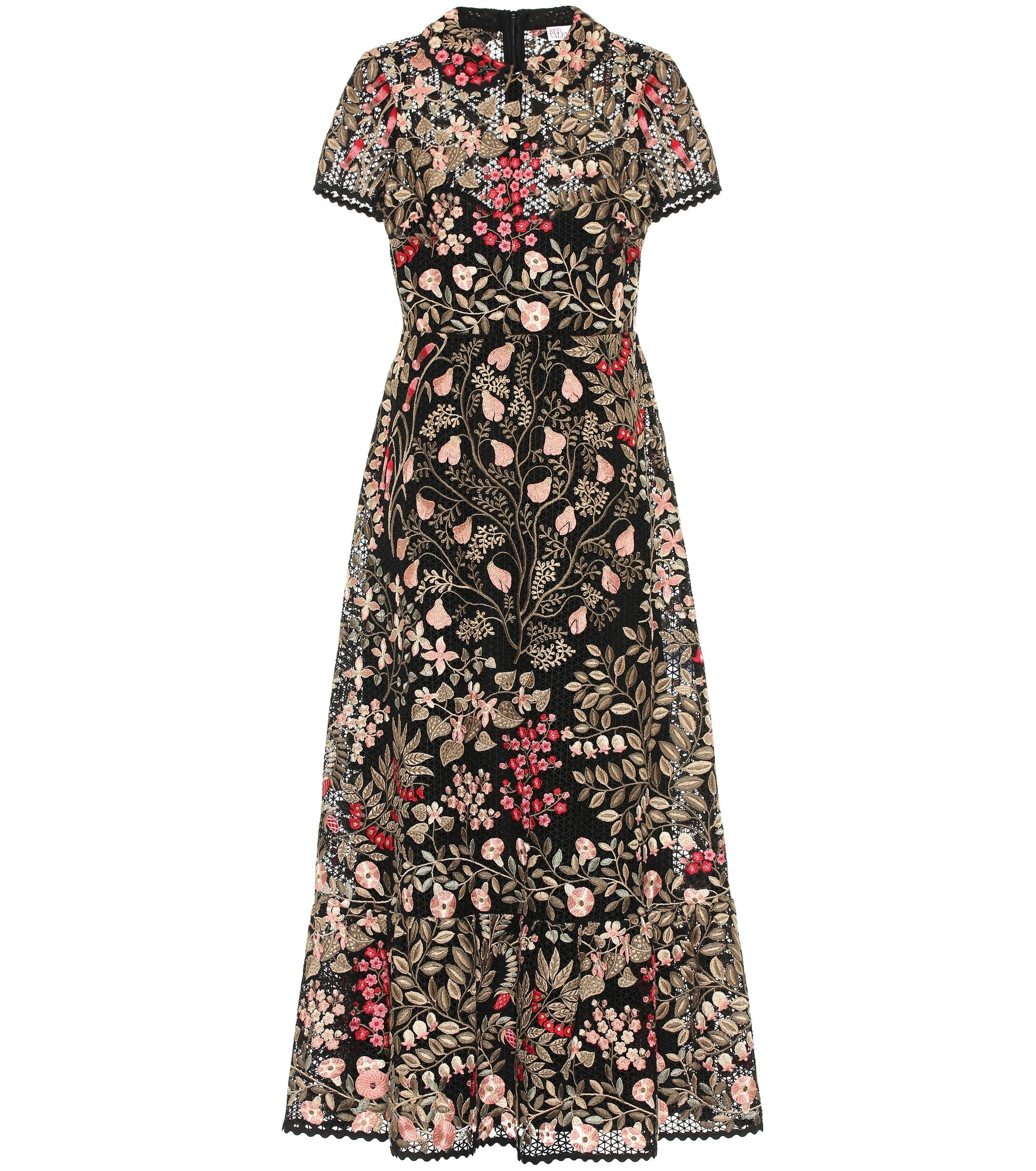 RED Valentino Embroidered Broderie Anglaise Midi Dress - Lyst