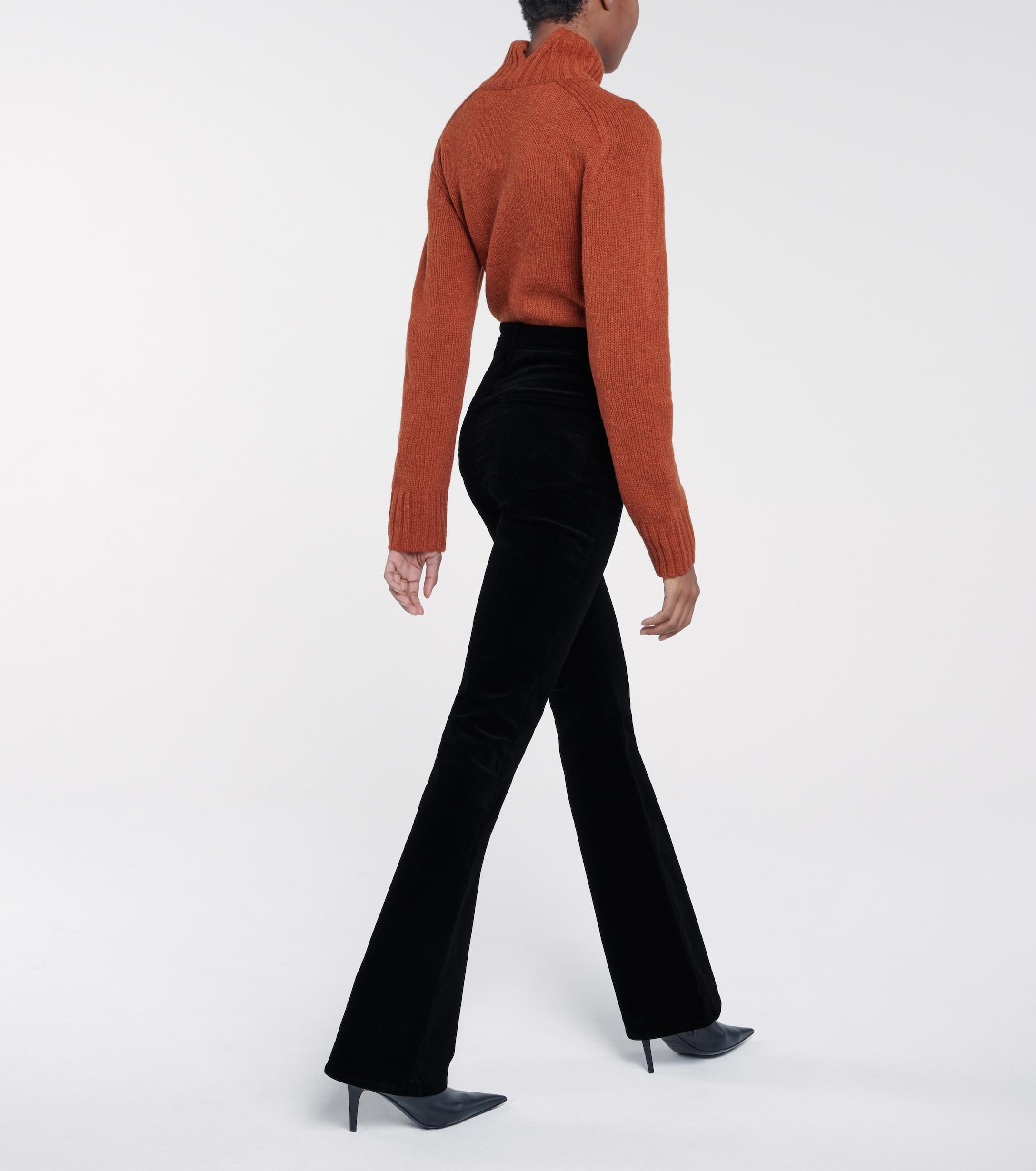 black velvet bootcut pants