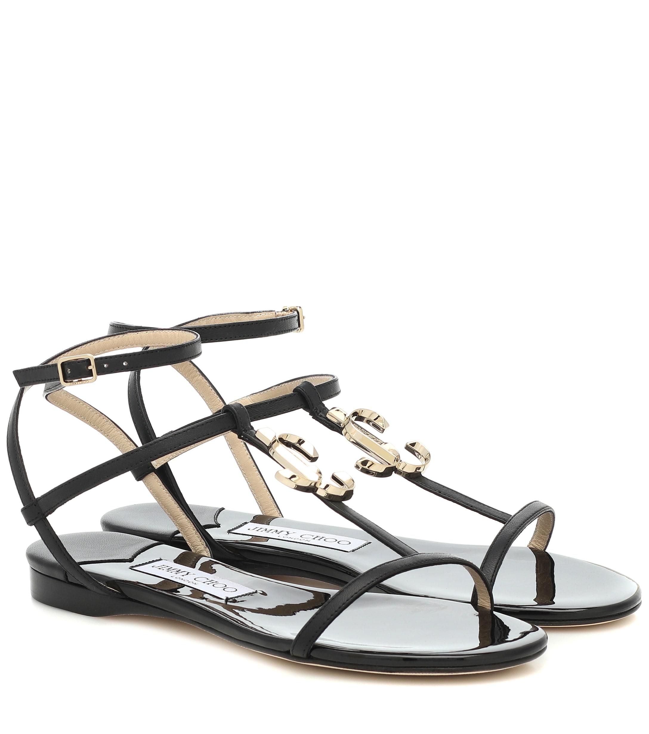 Jimmy Choo Alodie Leather Sandals in Black - Lyst