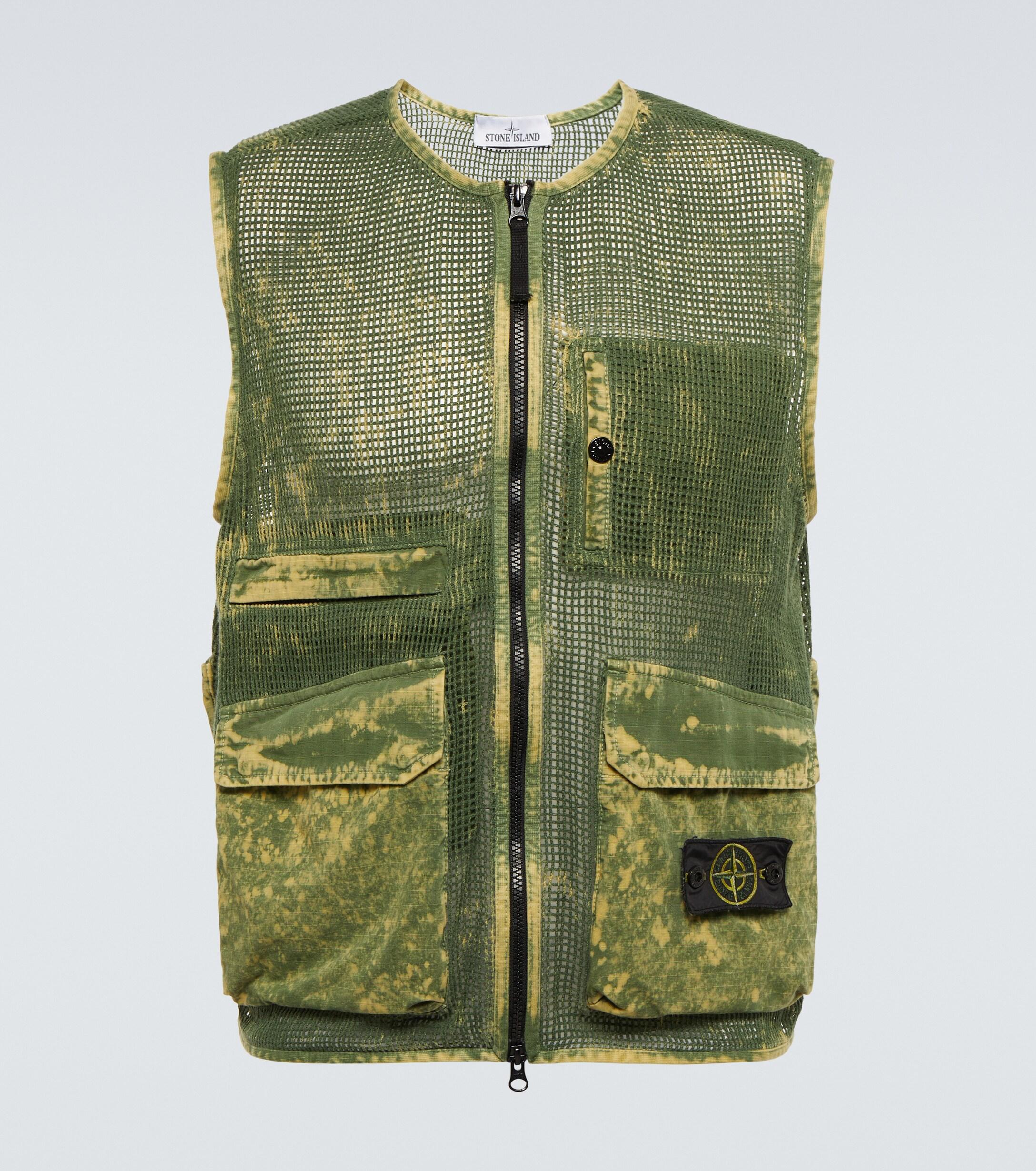 Stone Island Mesh Cotton Vest in Green for Men | Lyst