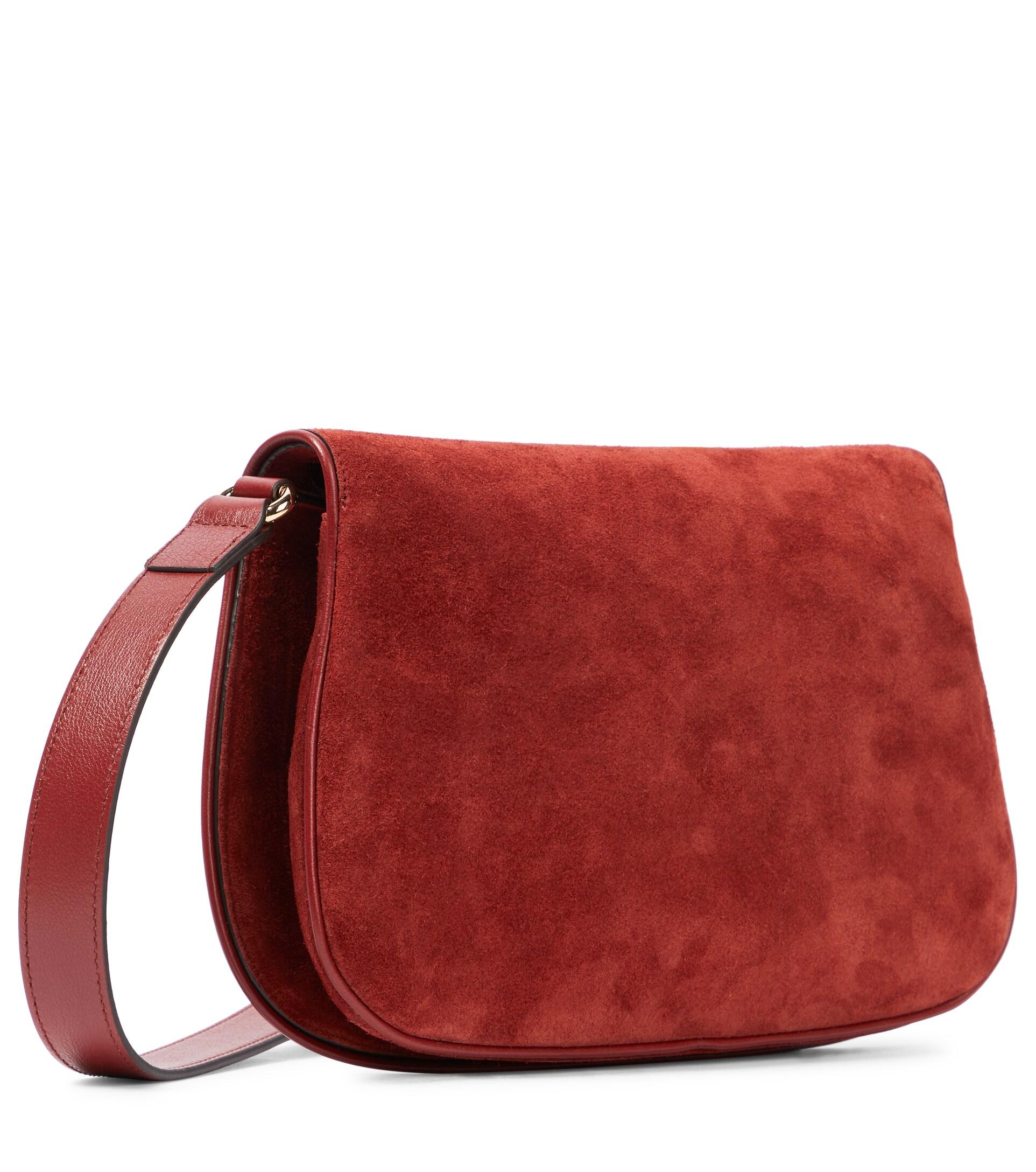 Gucci Blondie Suede Shoulder Bag in Red | Lyst